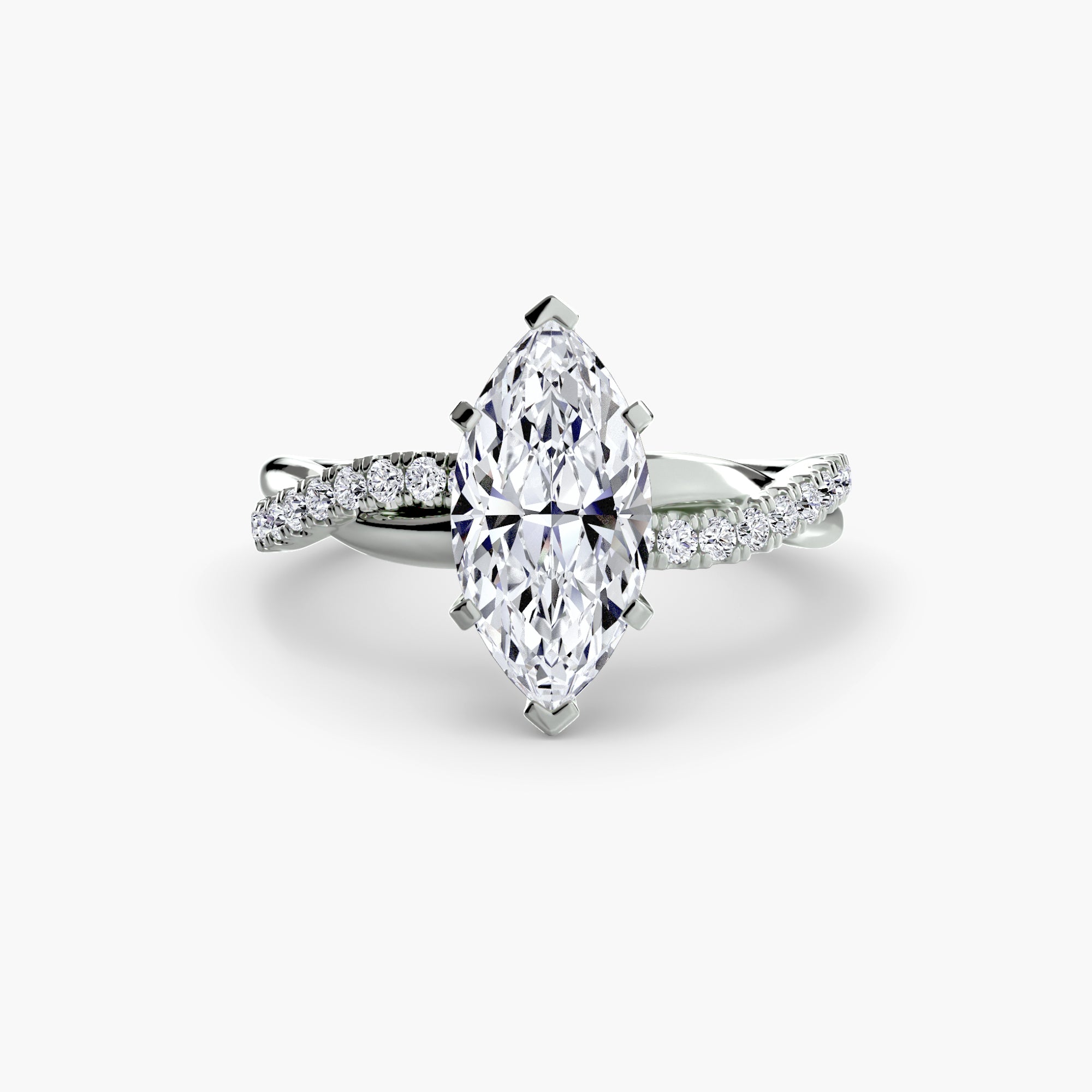 Marquise cut diamond ring in white gold or platinum - AtelierRings by SKH