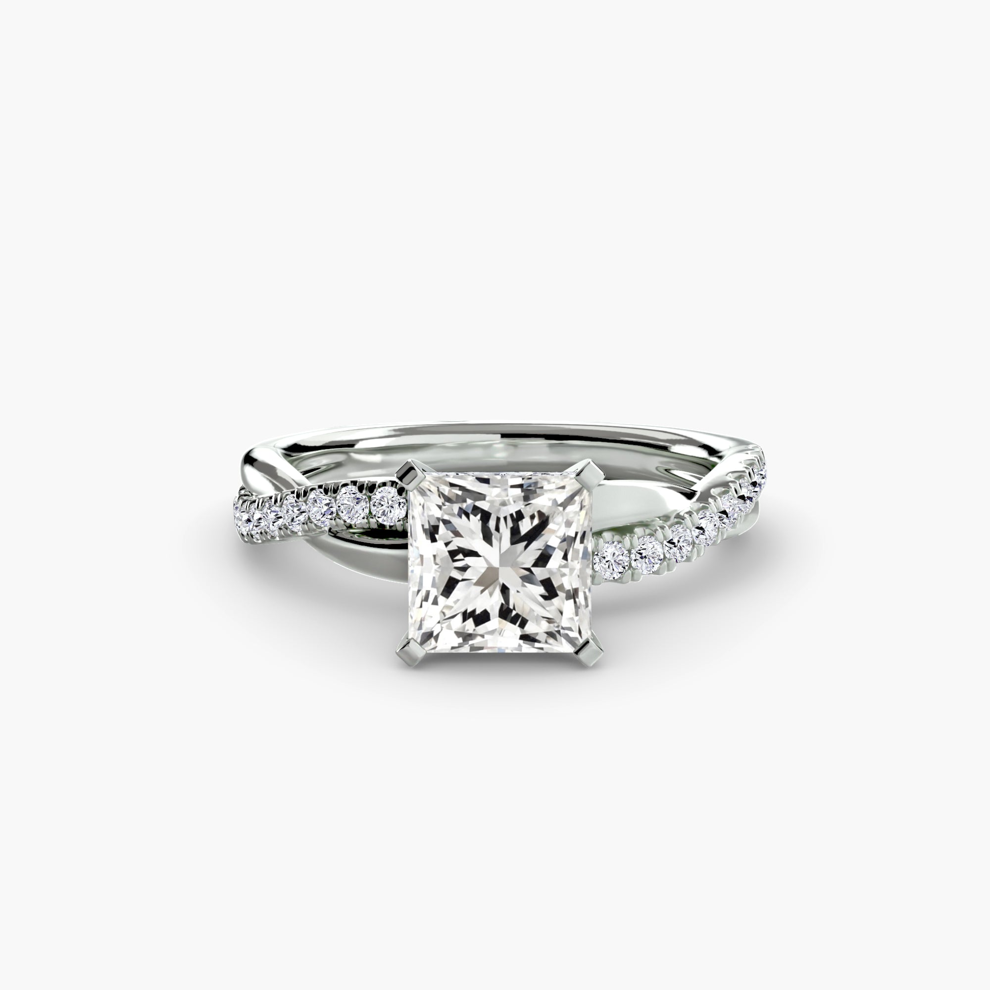 Princess cut diamond ring in white gold or platinum - AtelierRings by SKH