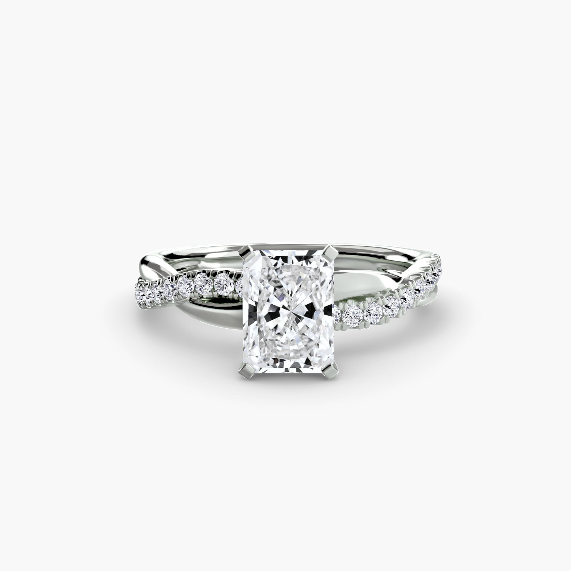 Radiant cut diamond ring in white gold or platinum - AtelierRings by SKH