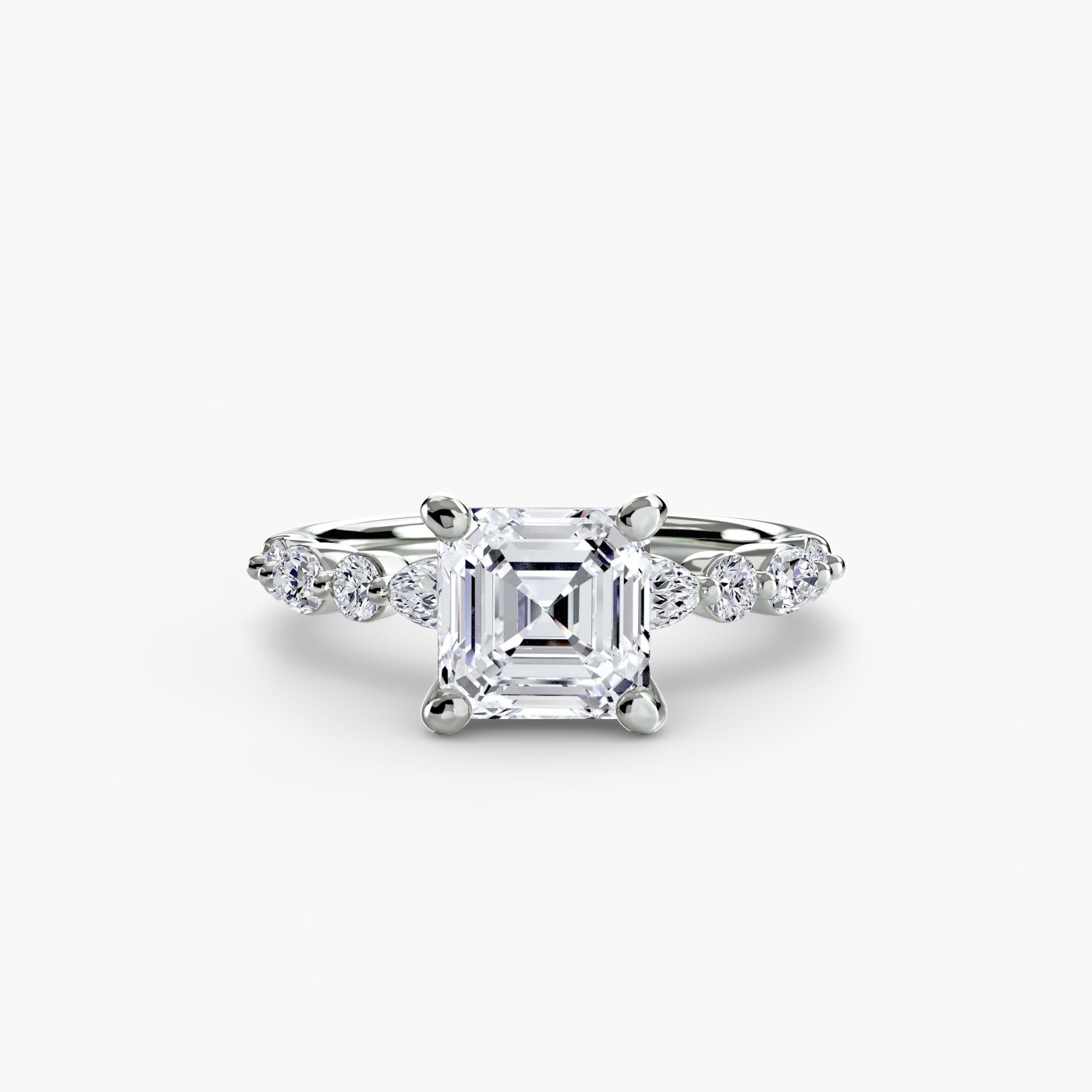 Asscher cut diamond ring in white gold or platinum - AtelierRings by SKH