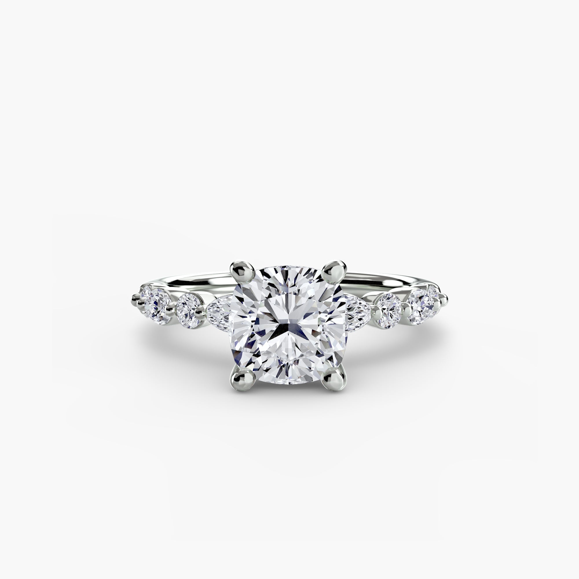 Cushion cut diamond ring in white gold or platinum - AtelierRings by SKH