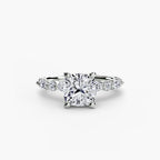 Cushion cut diamond ring in white gold or platinum - AtelierRings by SKH