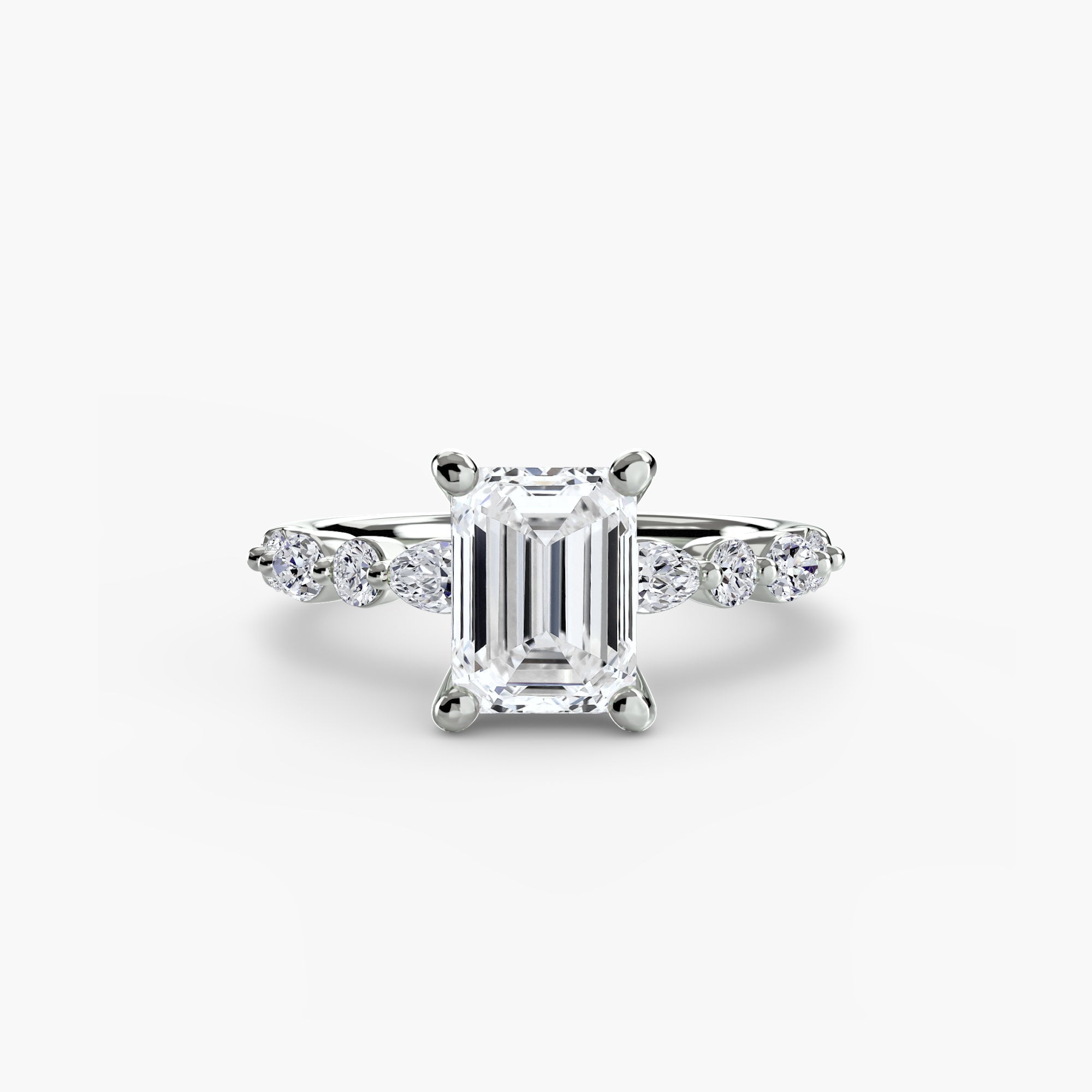 Emerald cut diamond ring in white gold or platinum - AtelierRings by SKH