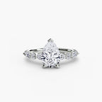 Pear cut diamond ring in white gold or platinum - AtelierRings by SKH