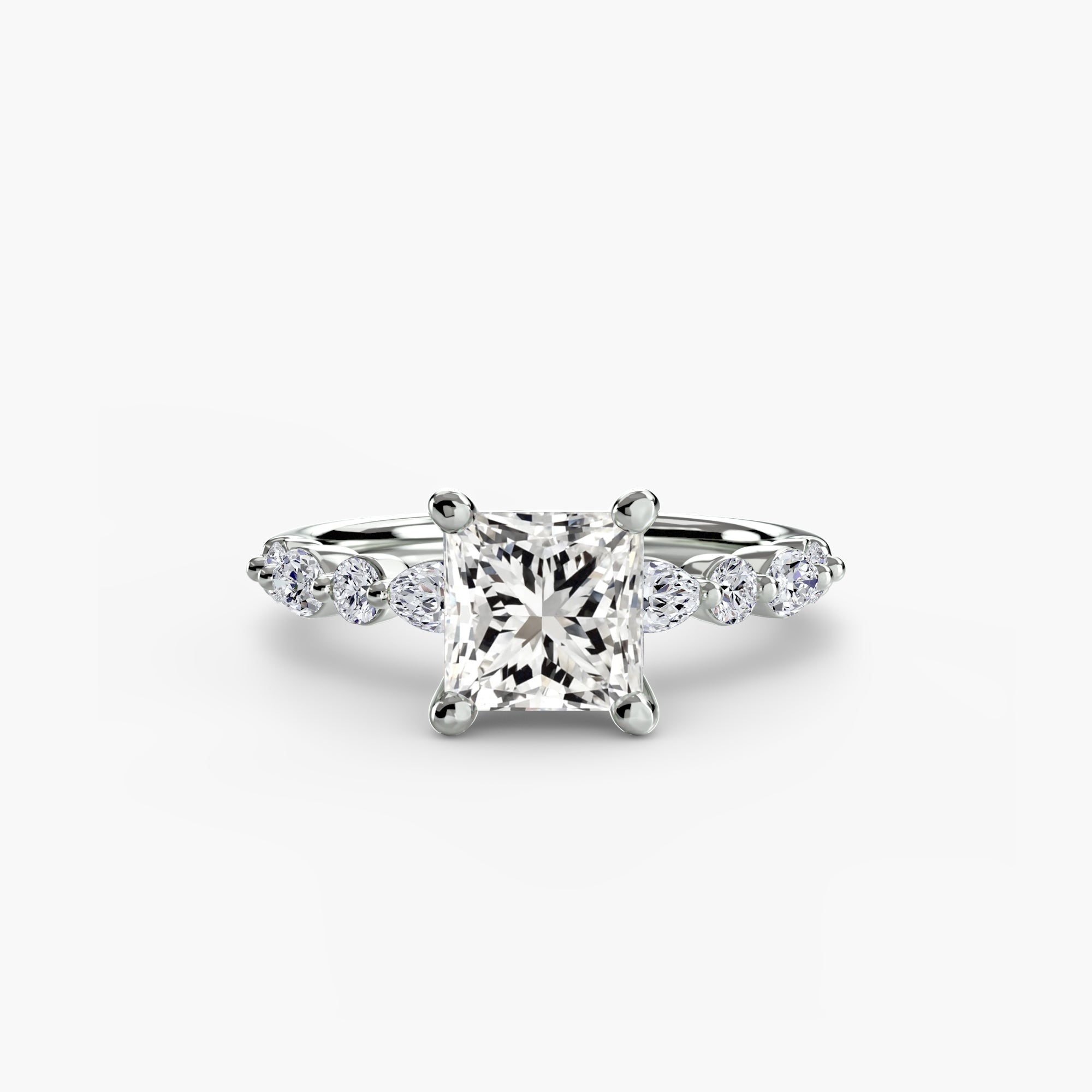 Princess cut diamond ring in white gold or platinum - AtelierRings by SKH
