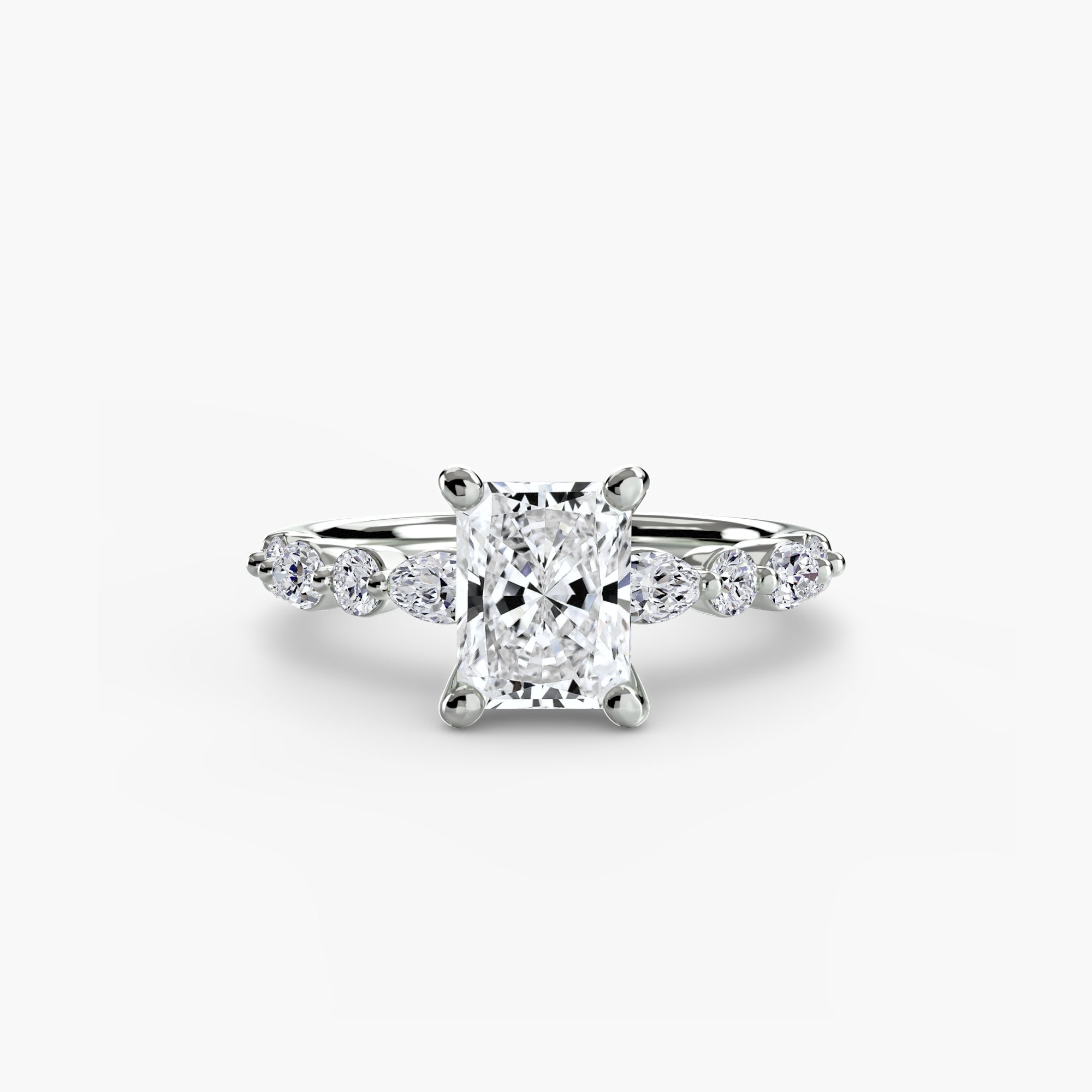 Radiant cut diamond ring in white gold or platinum - AtelierRings by SKH