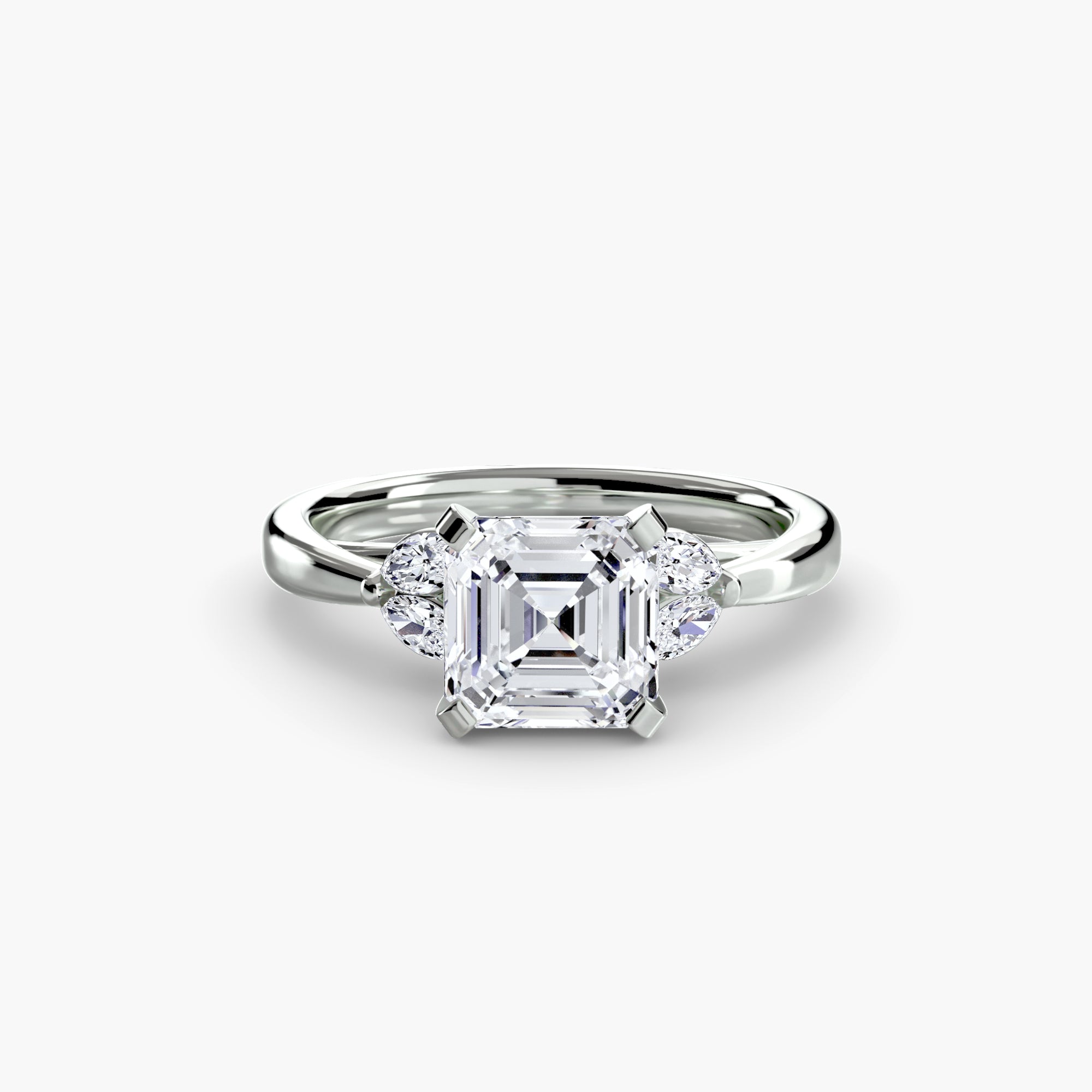 Asscher cut diamond ring in white gold or platinum - AtelierRings by SKH