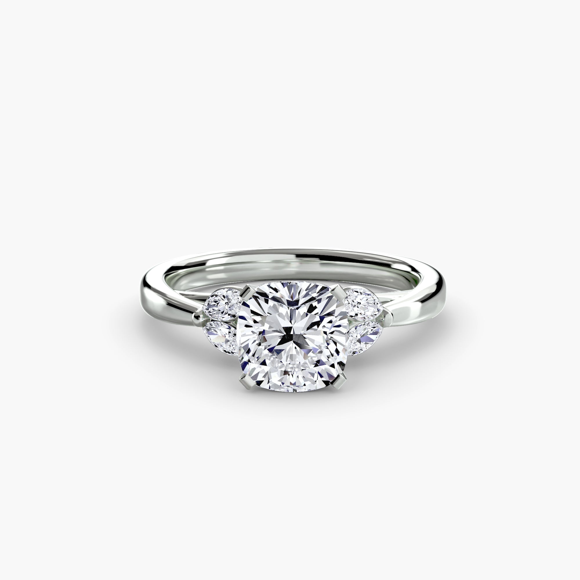 Cushion cut diamond ring in white gold or platinum - AtelierRings by SKH