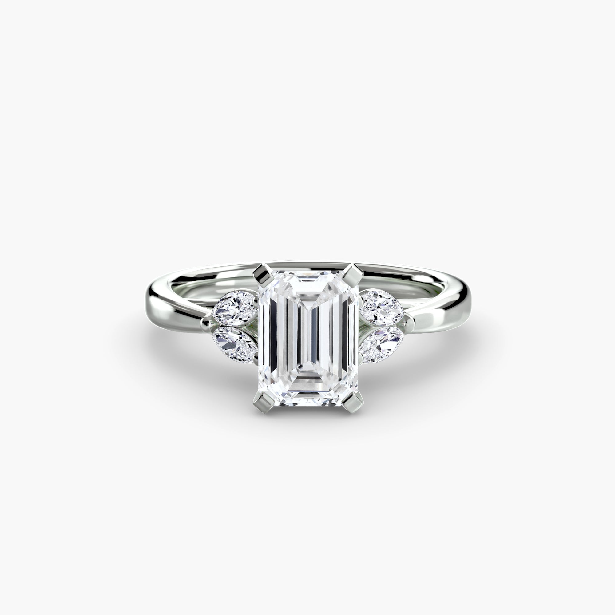 Emerald cut diamond ring in white gold or platinum - AtelierRings by SKH