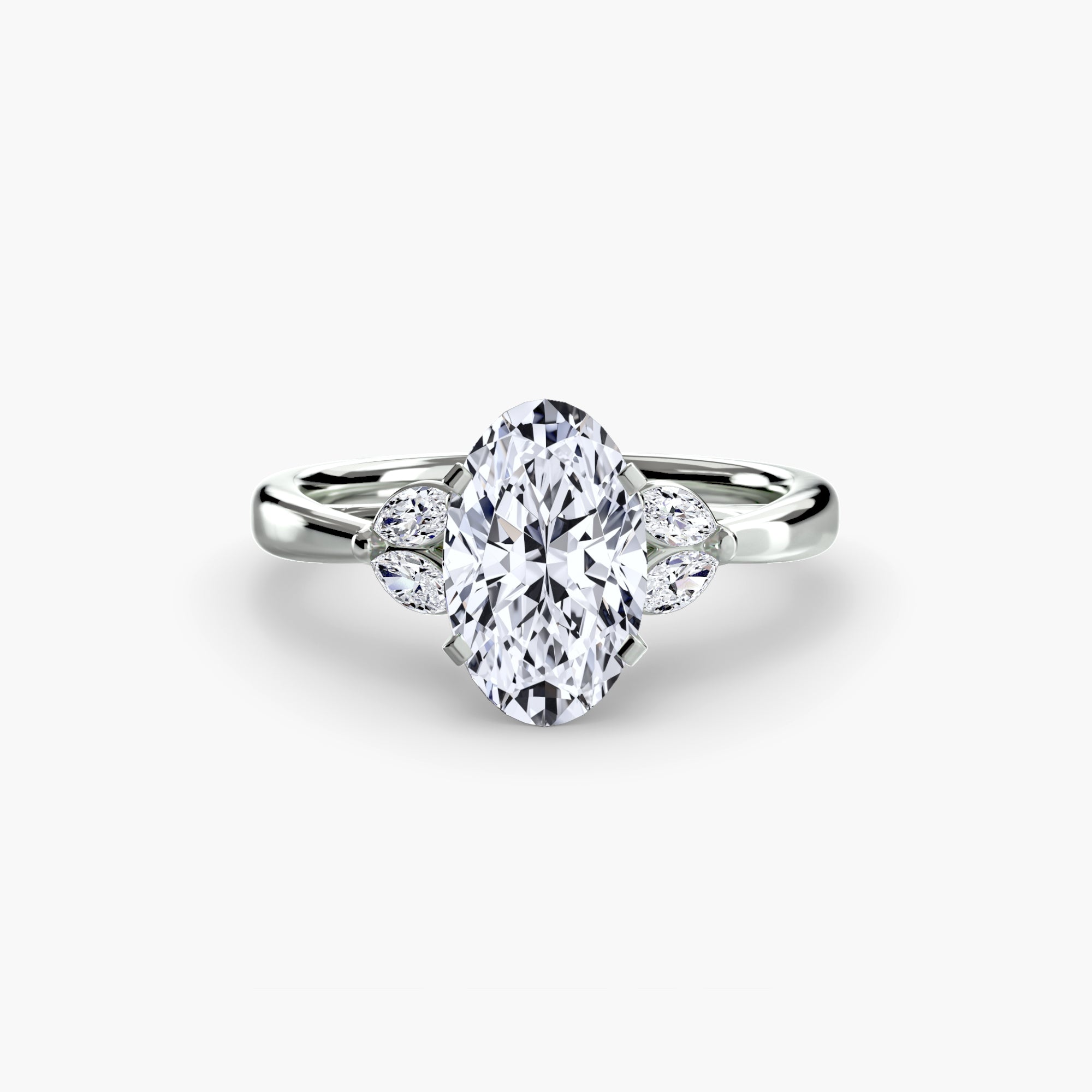 Oval cut diamond ring in white gold or platinum - AtelierRings by SKH
