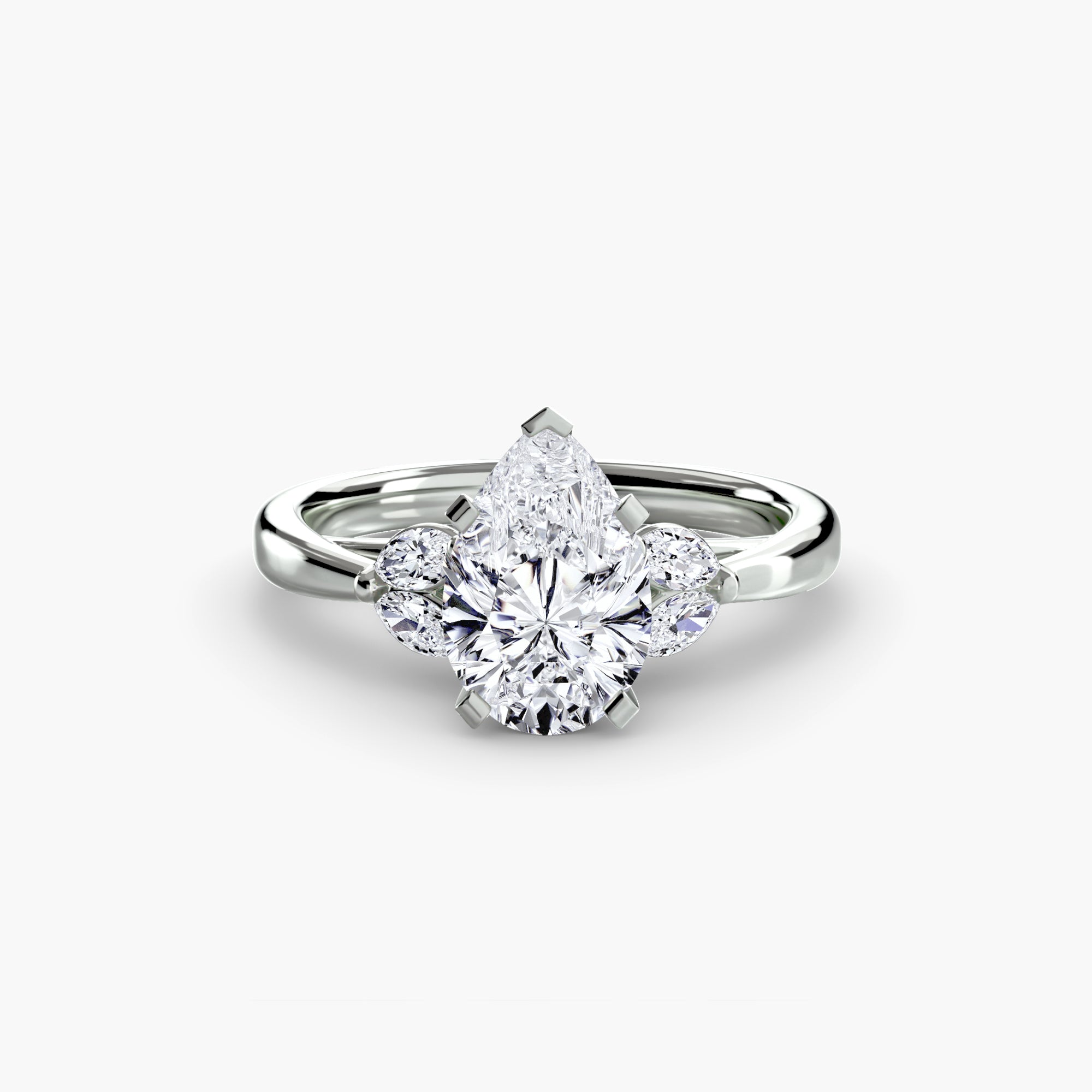 Pear cut diamond ring in white gold or platinum - AtelierRings by SKH