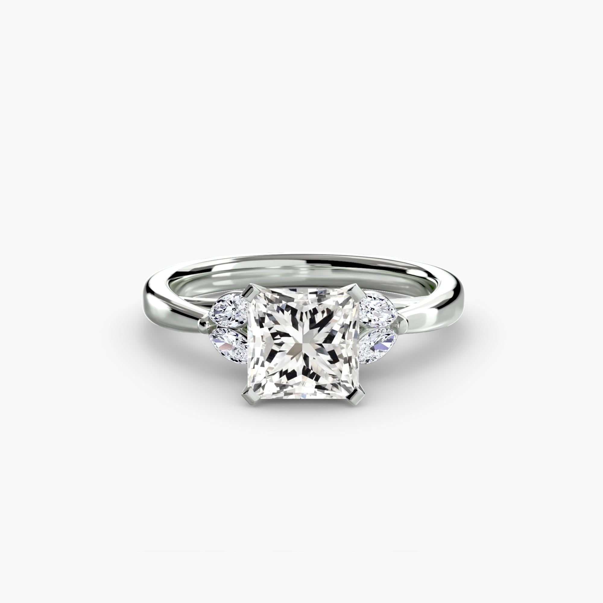 Princess cut diamond ring in white gold or platinum - AtelierRings by SKH