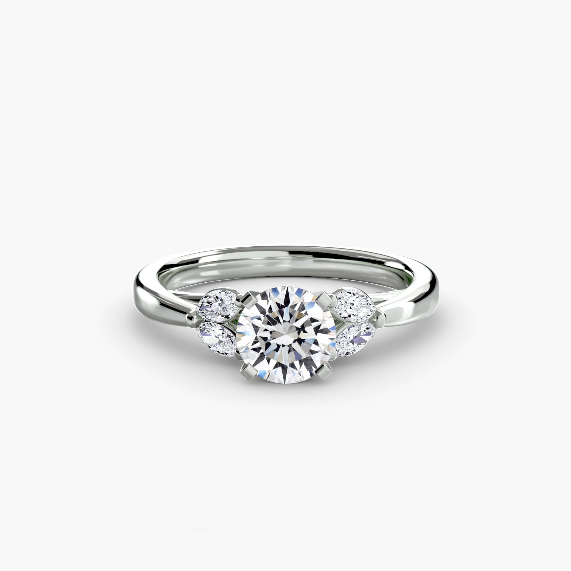 Round cut diamond ring in white gold or platinum - AtelierRings by SKH