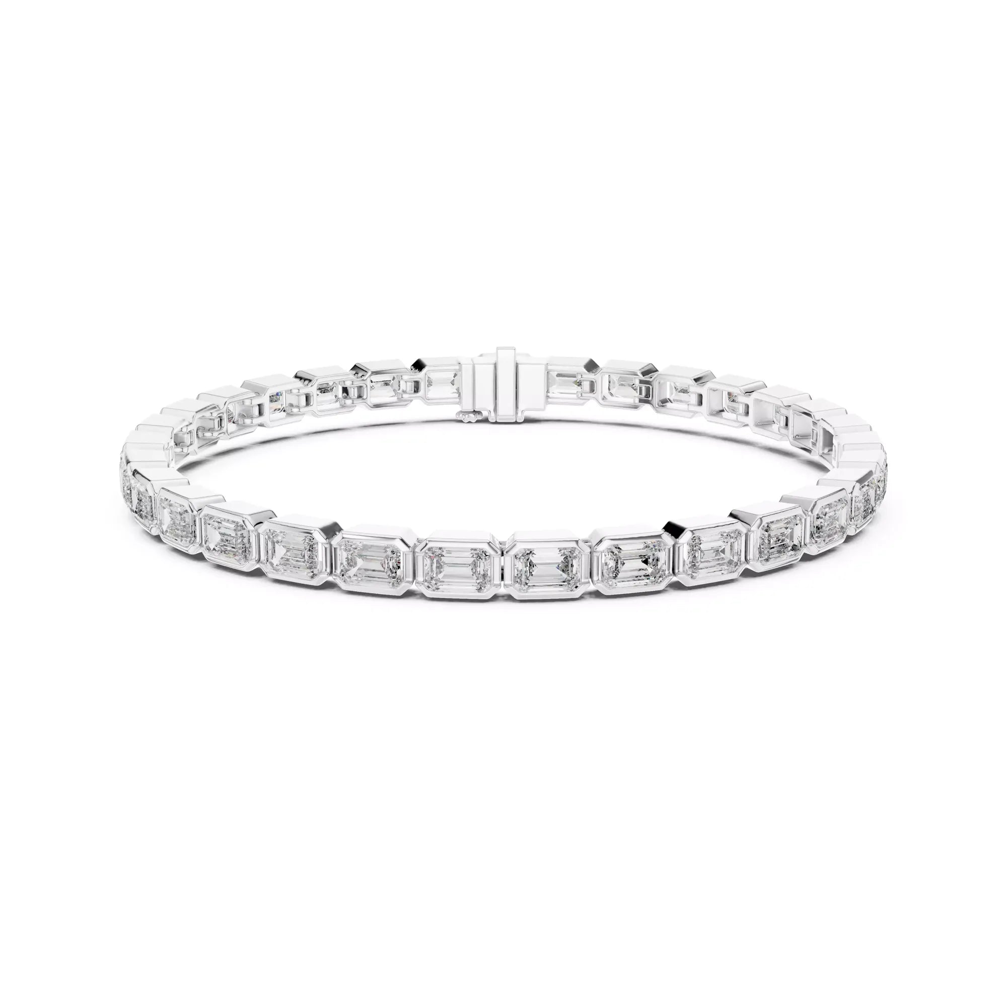 Bezel Emerald Diamond Tennis Bracelet