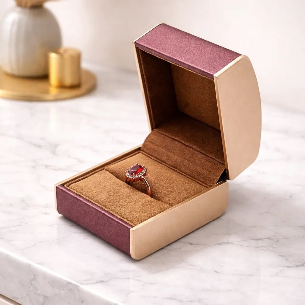 Brushed Leather Ring Box