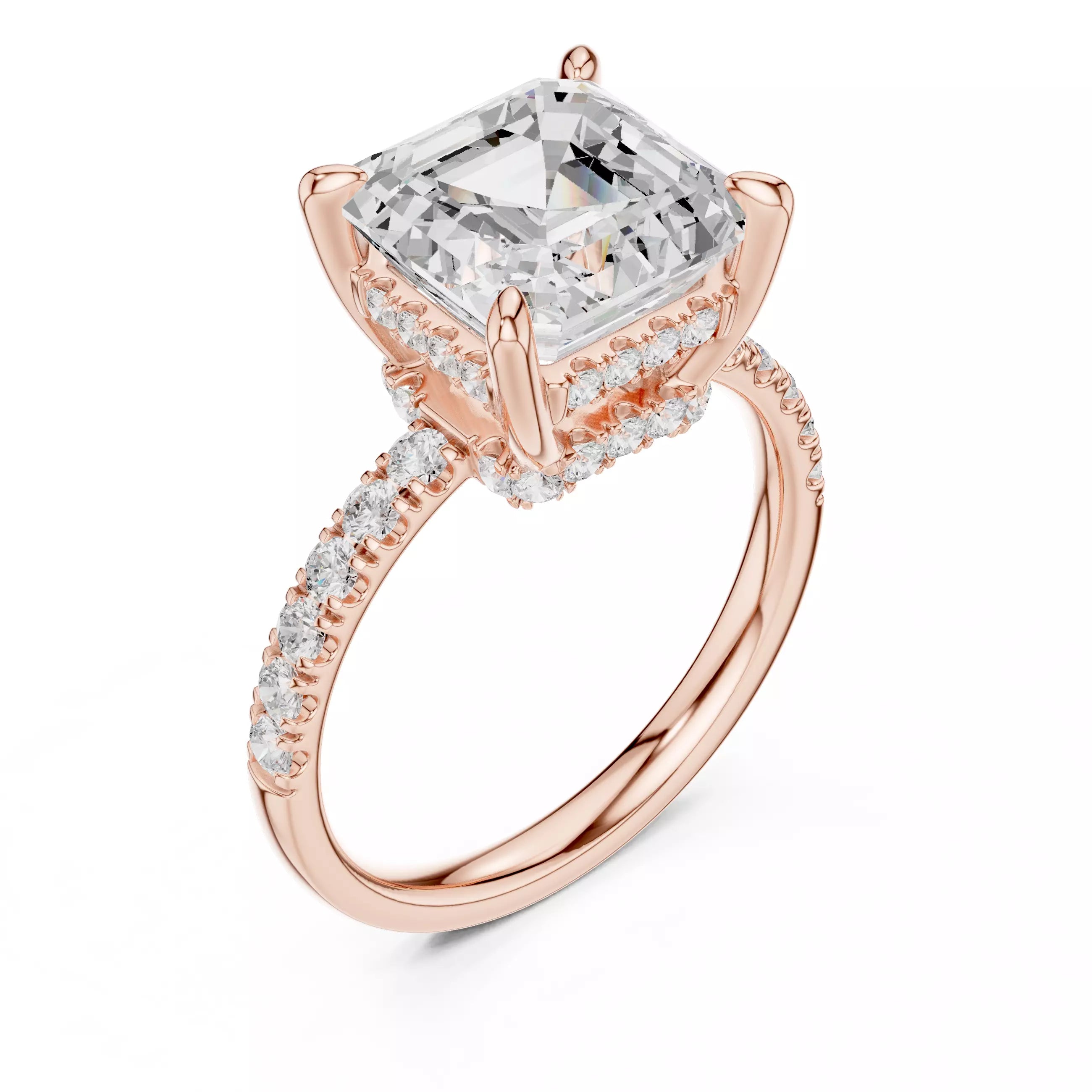 Double Halo Pavé - Asscher
