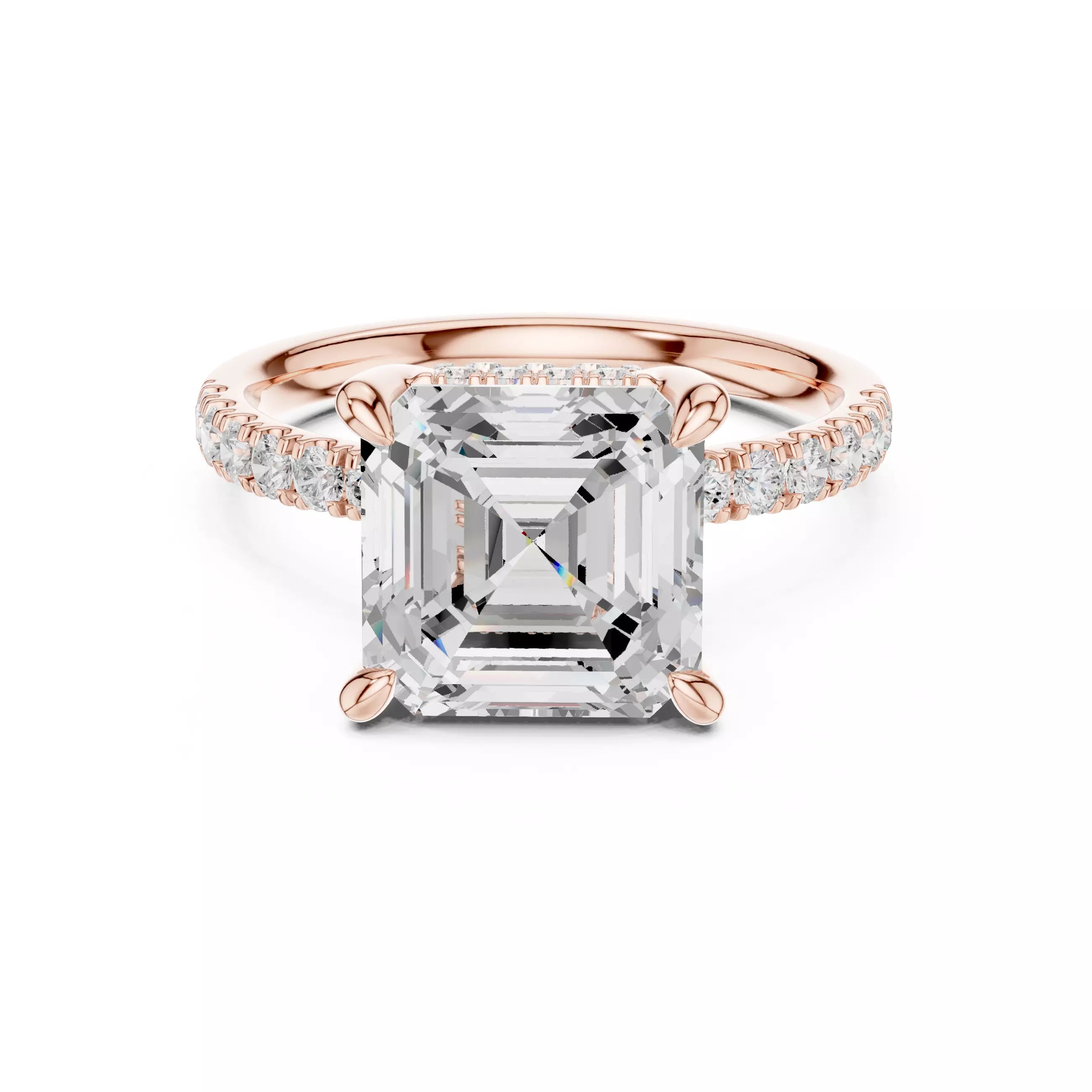 Double Halo Pavé - Asscher