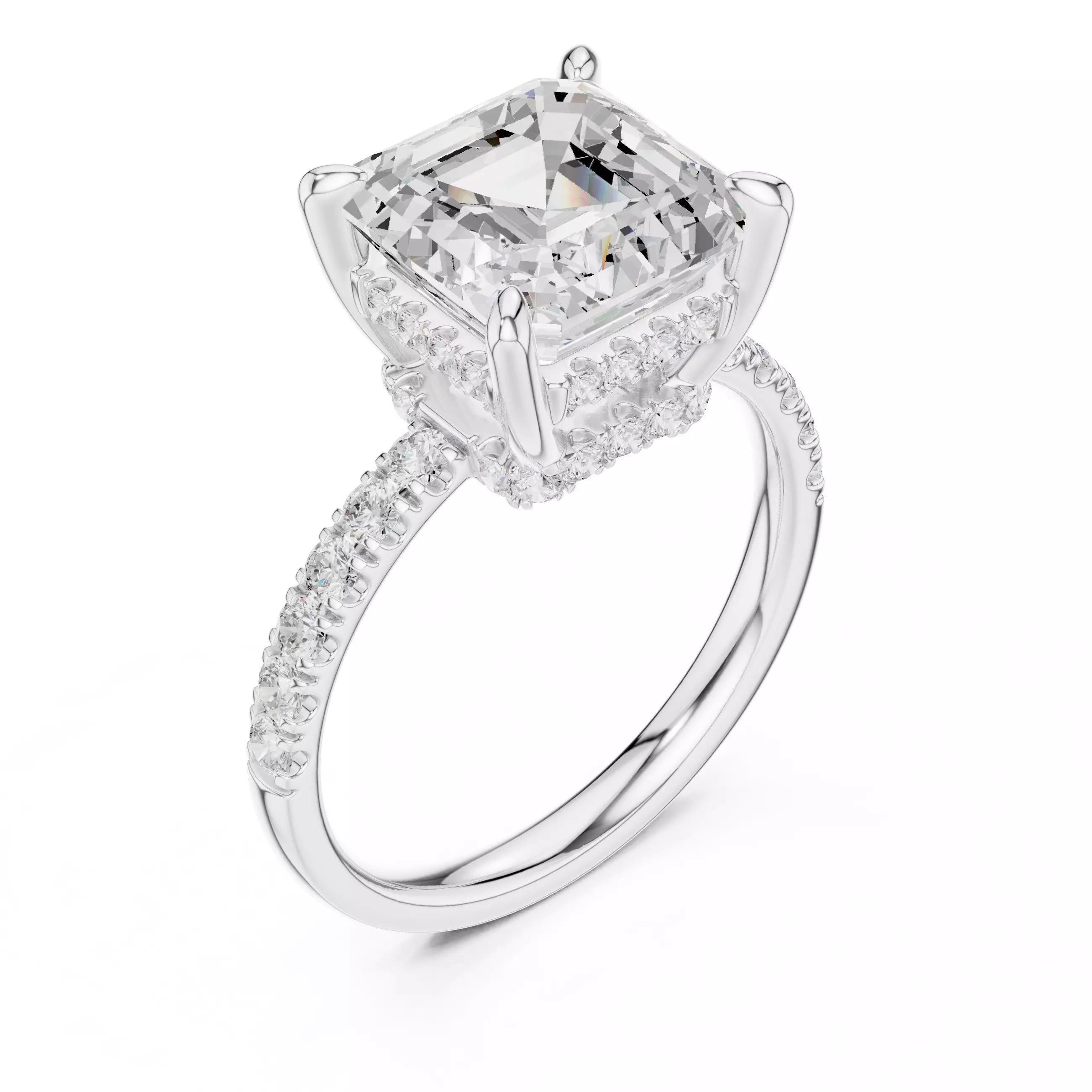 Double Halo Pavé - Asscher
