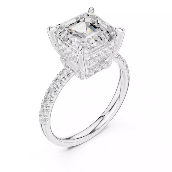 Double Halo Pavé - Asscher