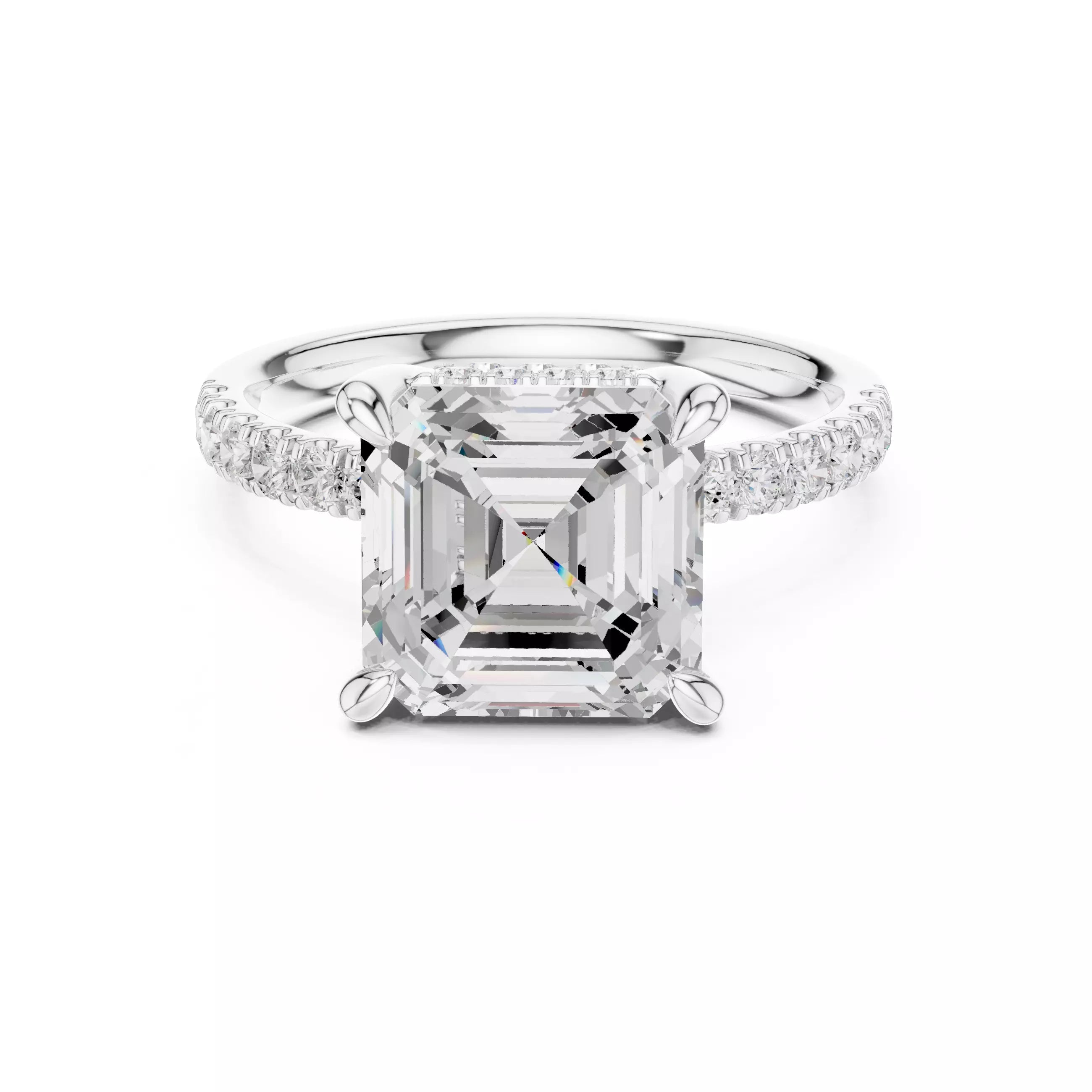 Double Halo Pavé - Asscher