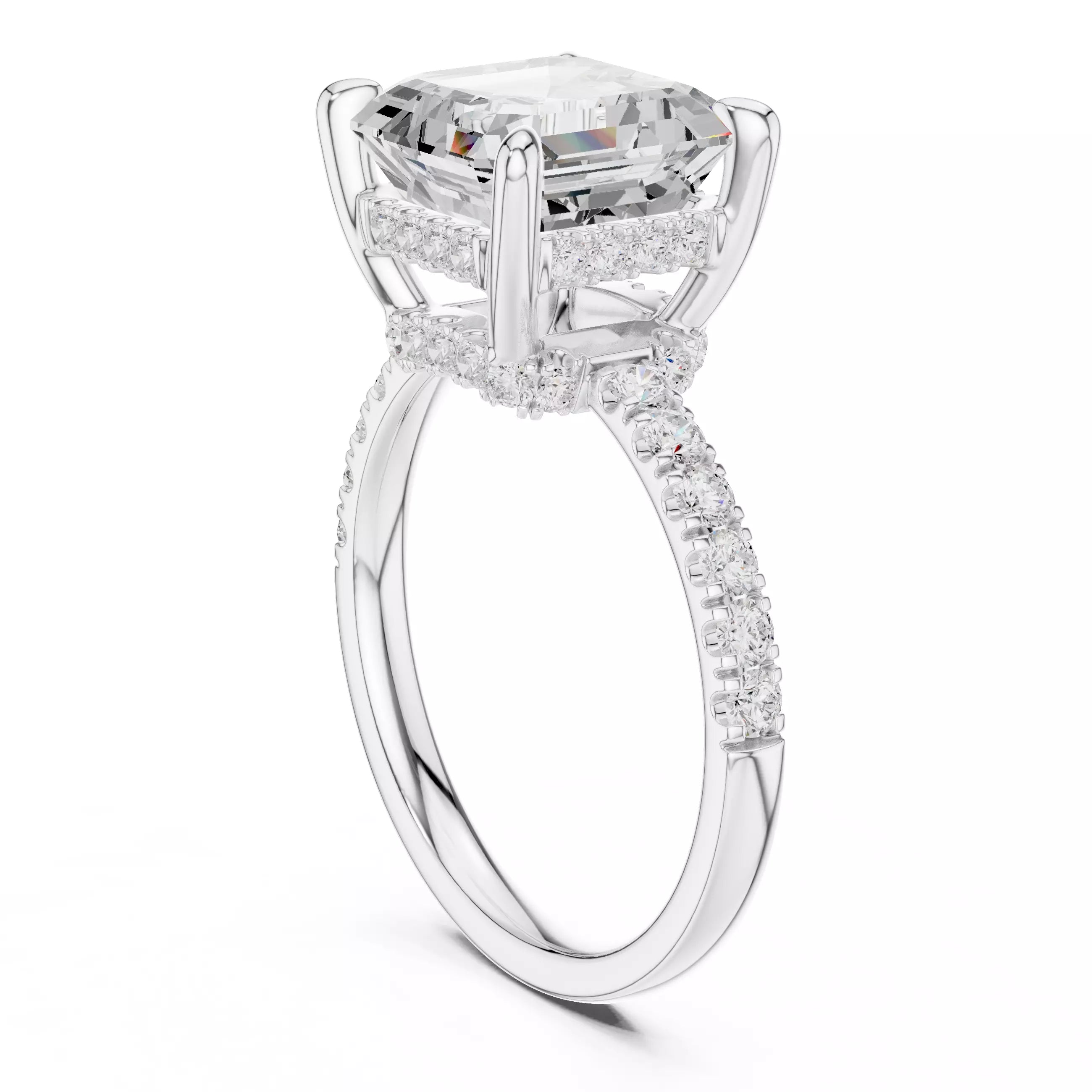 Double Halo Pavé - Asscher