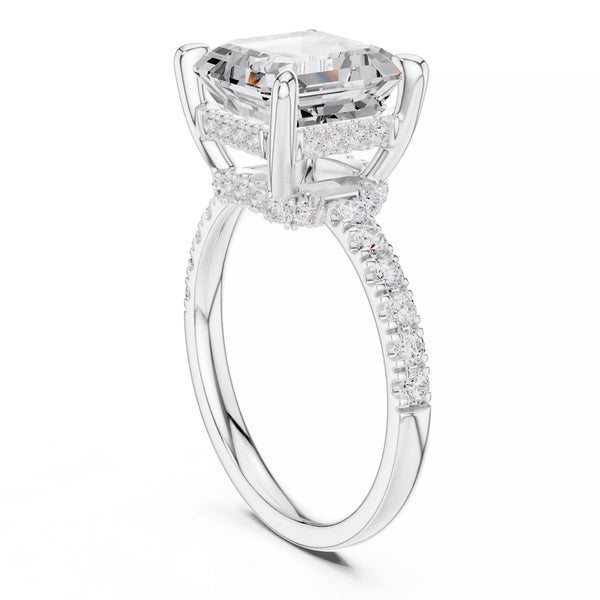 Double Halo Pavé - Asscher