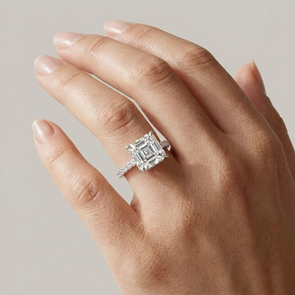 Double Halo Pavé - Asscher
