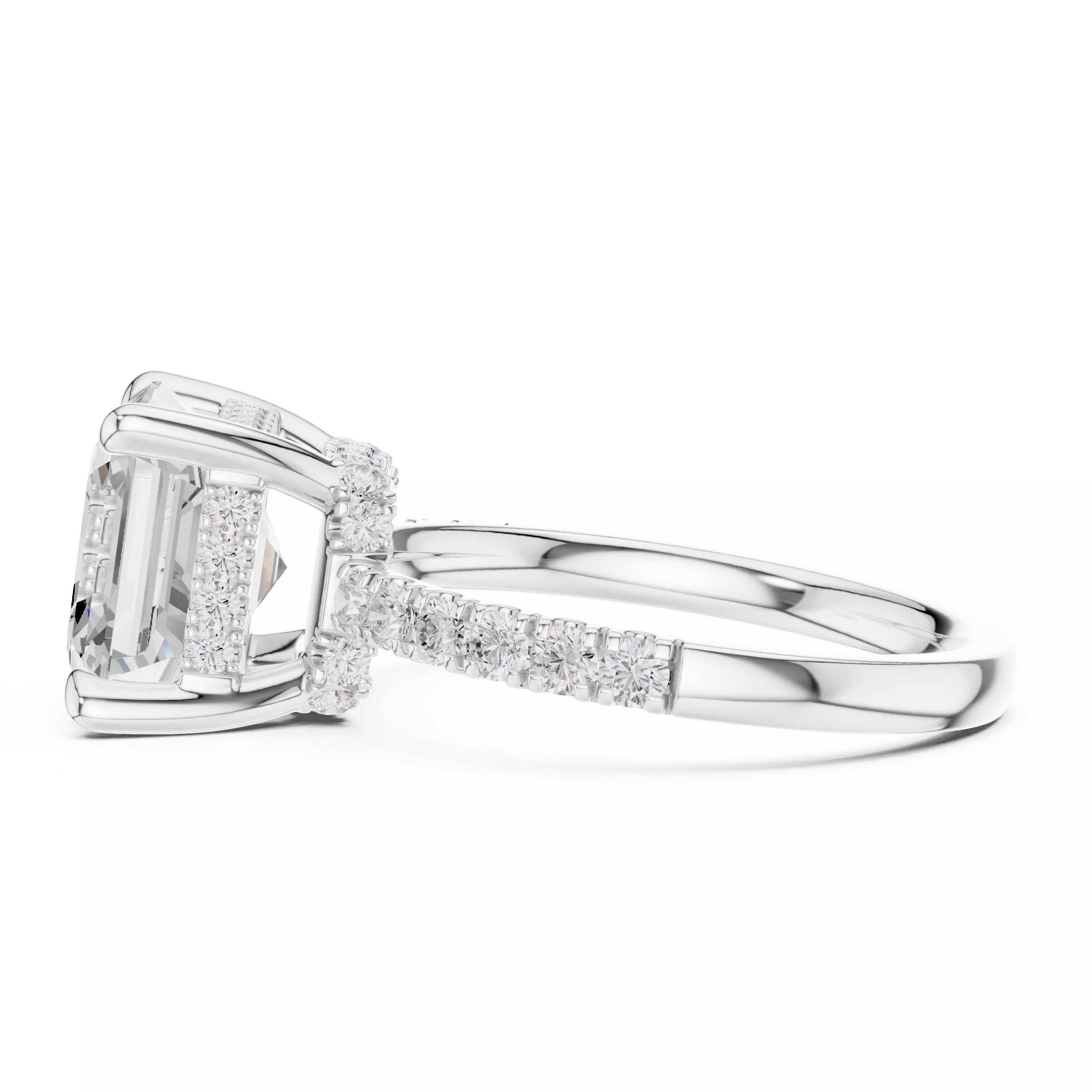Double Halo Pavé - Asscher