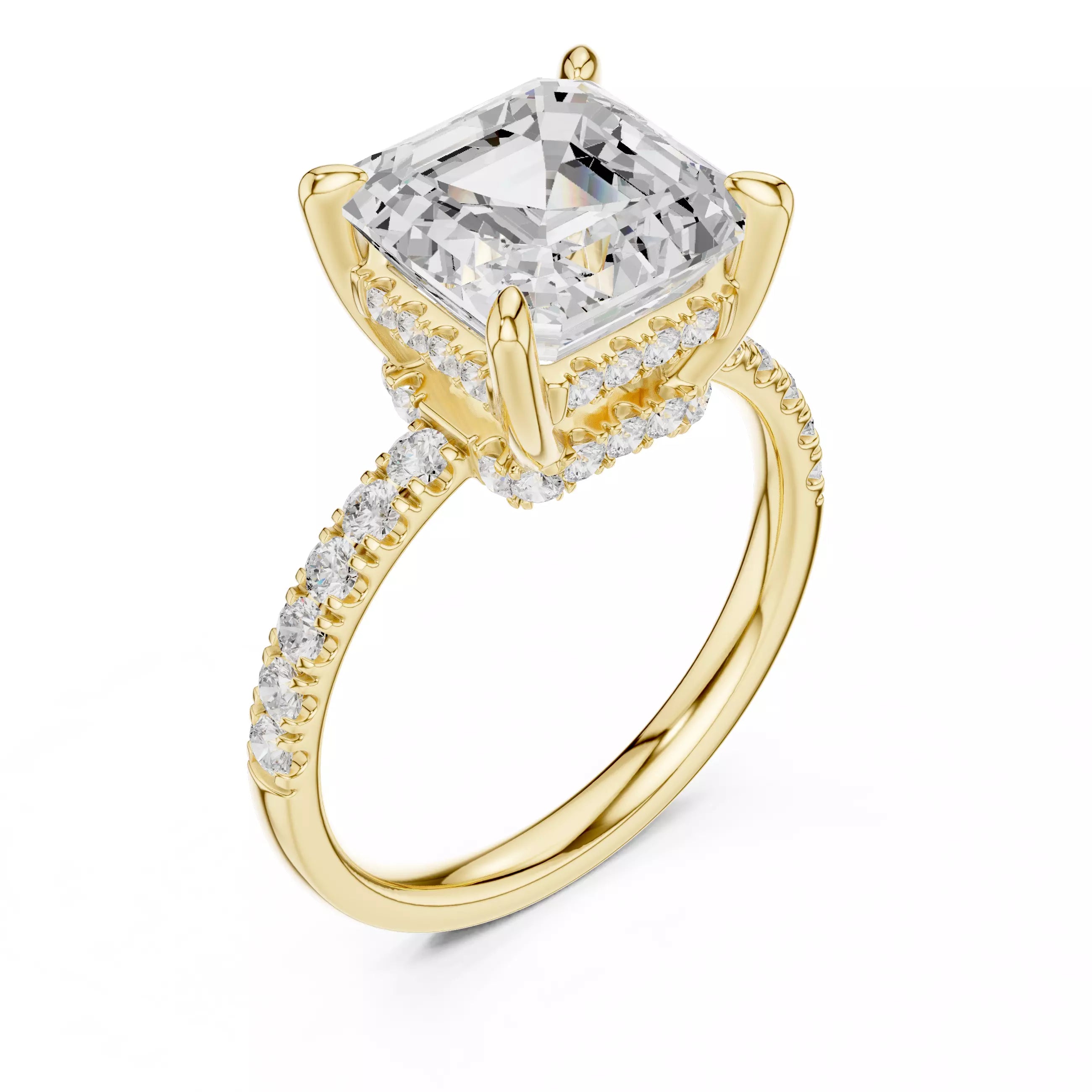 Double Halo Pavé - Asscher
