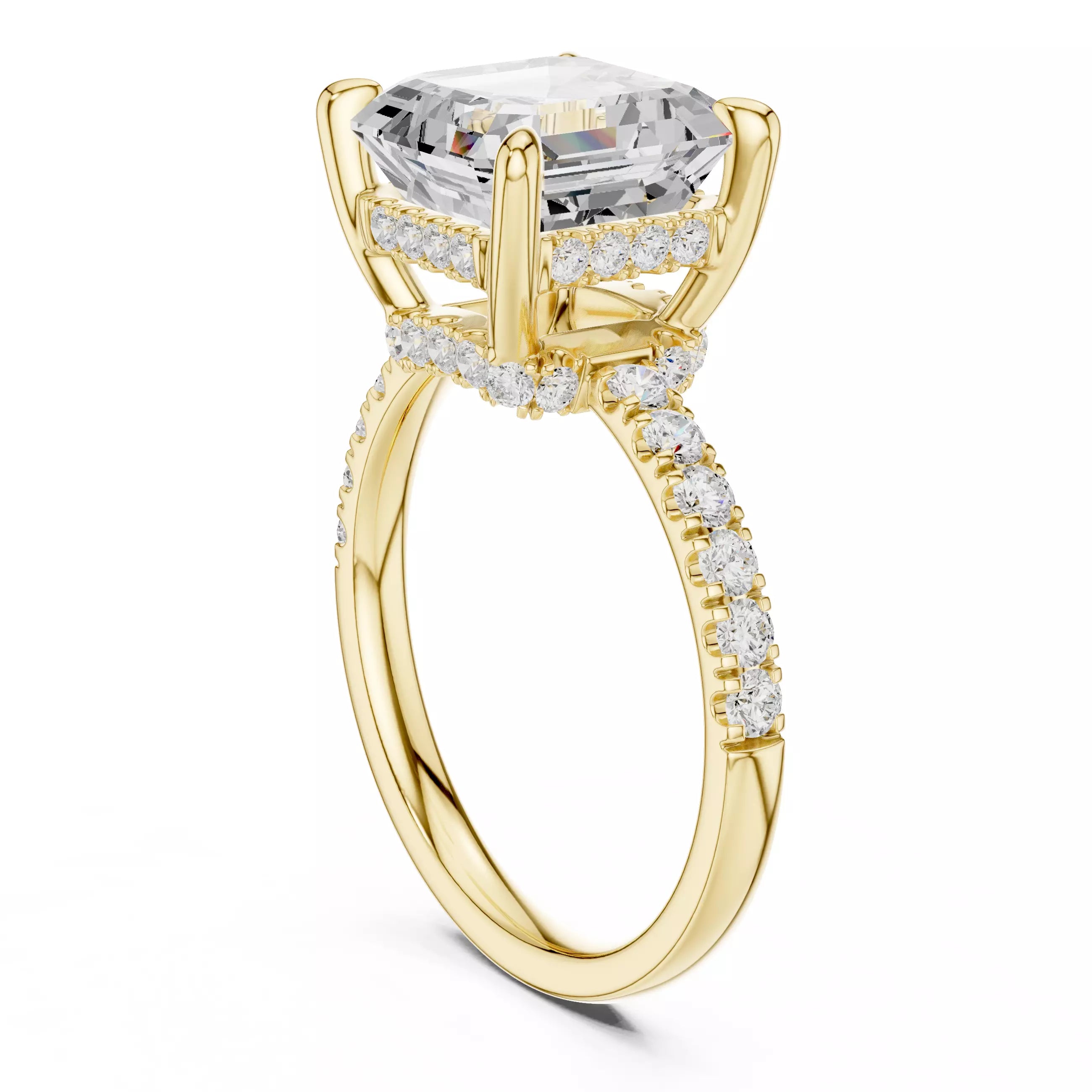 Double Halo Pavé - Asscher