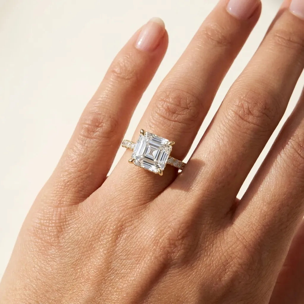 Double Halo Pavé - Asscher