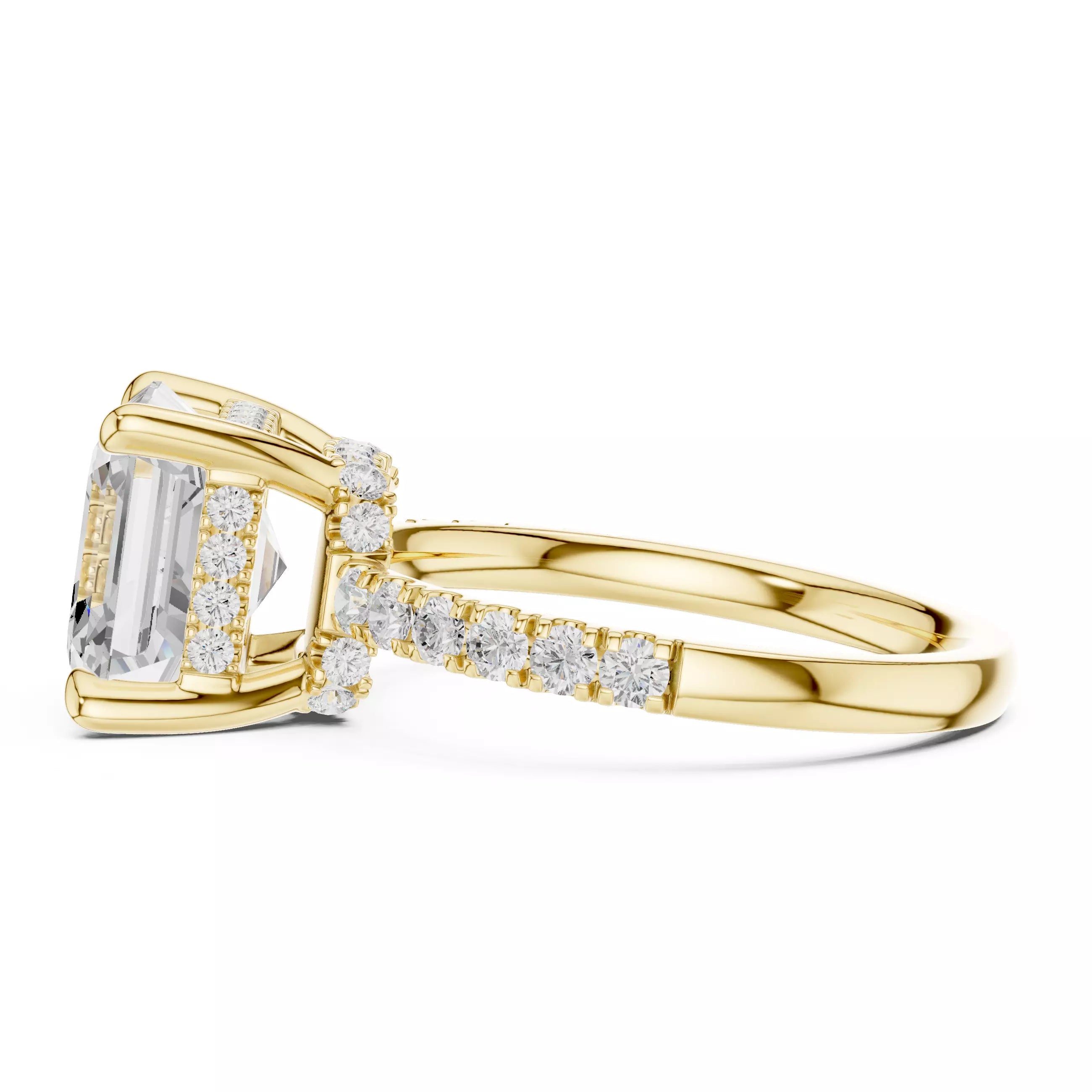 Double Halo Pavé - Asscher