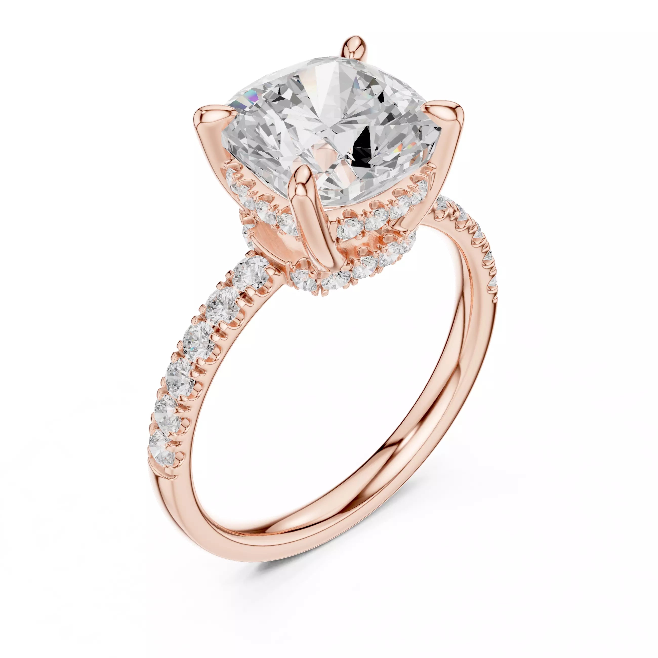 Double Halo Pavé - Cushion