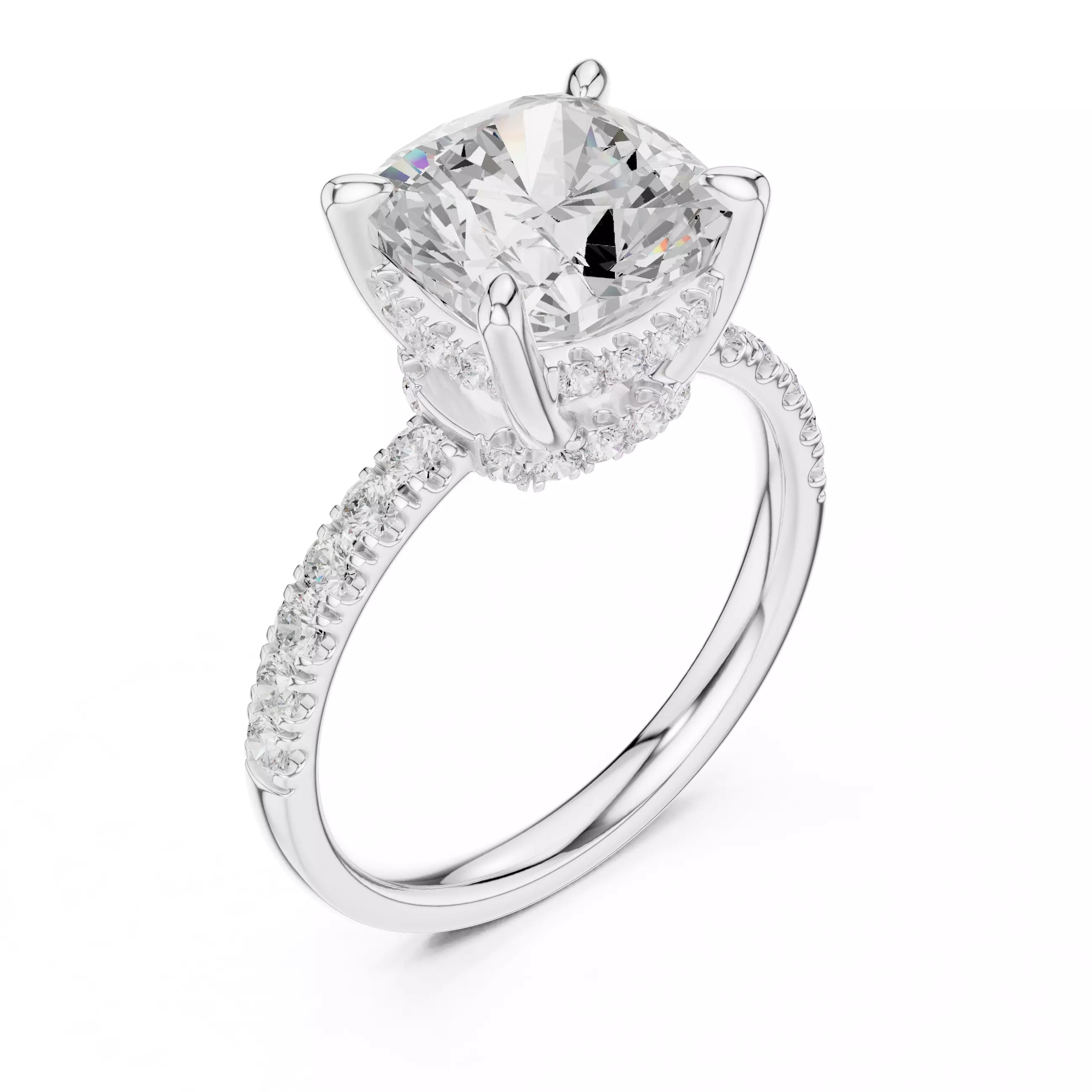 Double Halo Pavé - Cushion