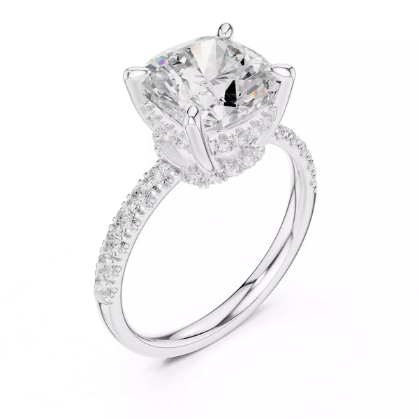 Double Halo Pavé - Cushion