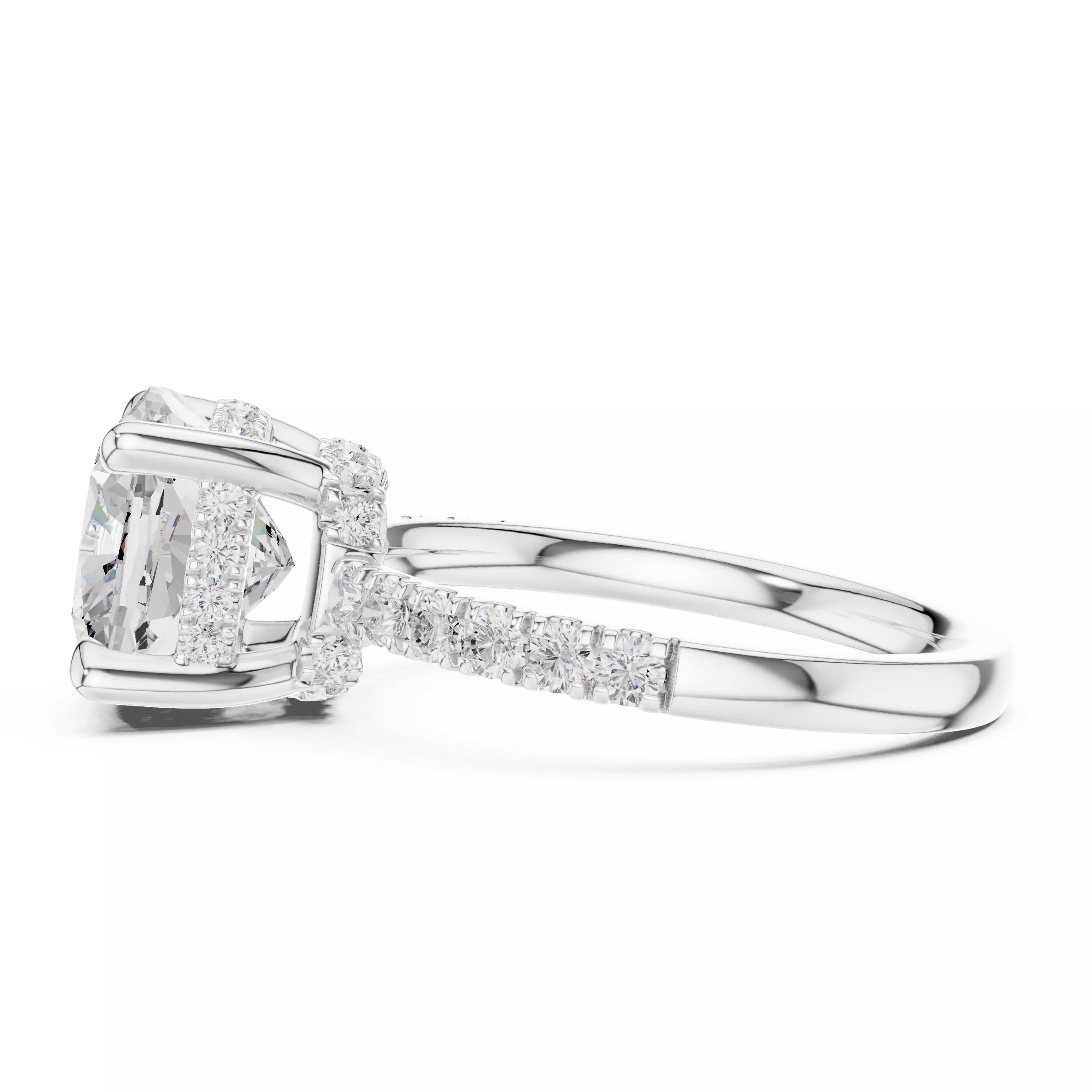 Double Halo Pavé - Cushion