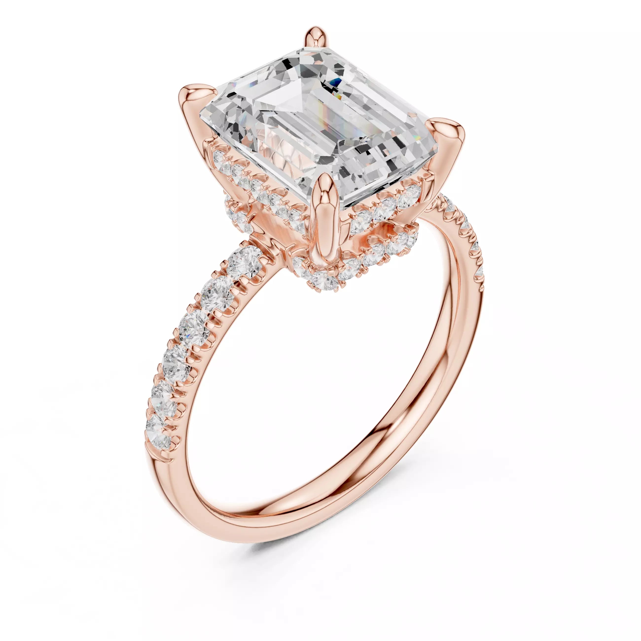 Double Halo Pavé - Emerald