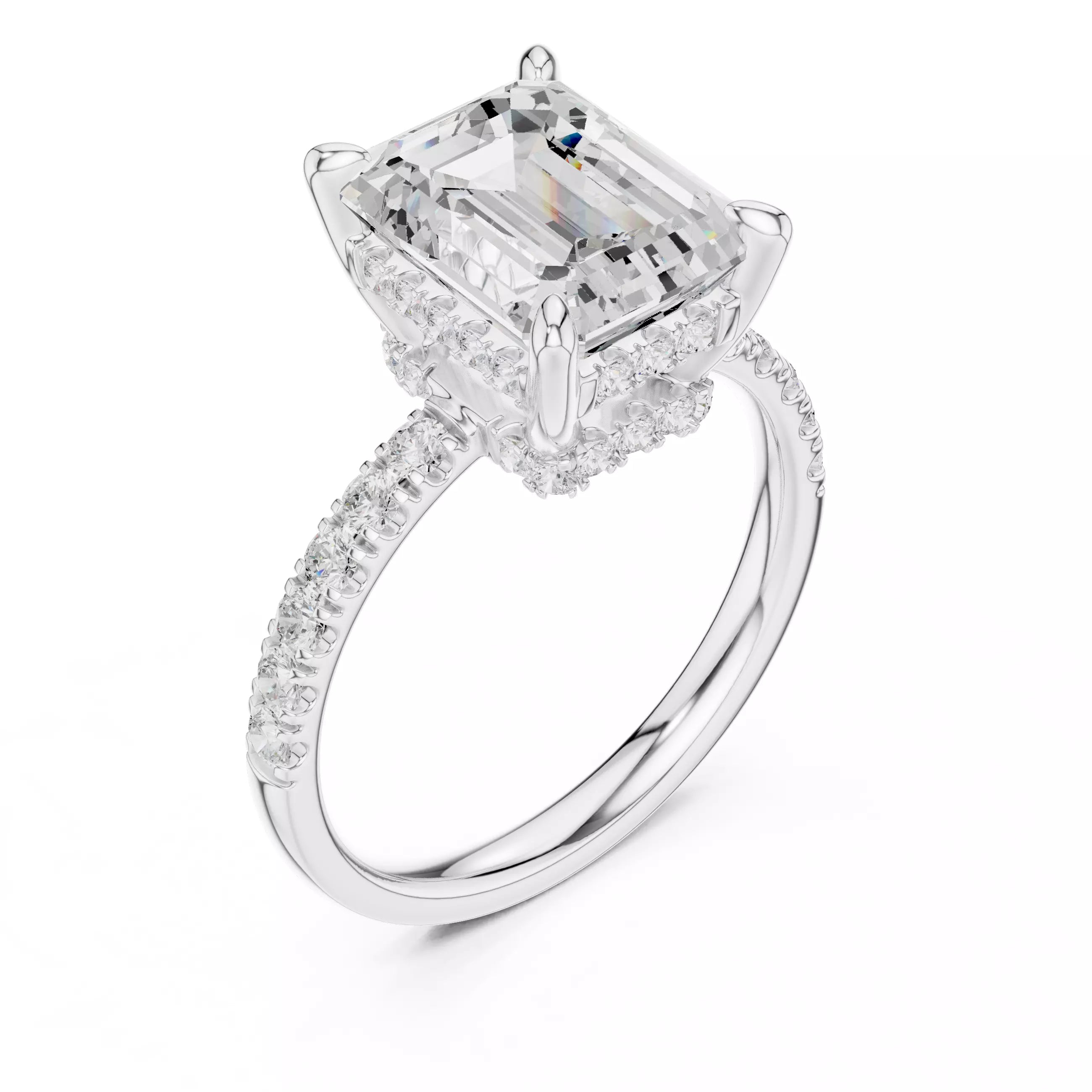 Double Halo Pavé - Emerald