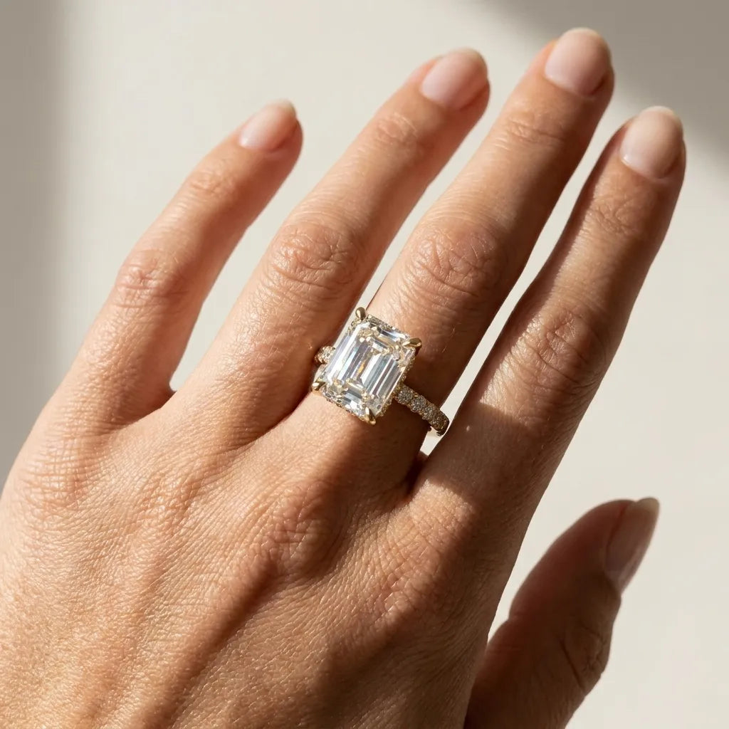 Double Halo Pavé - Emerald