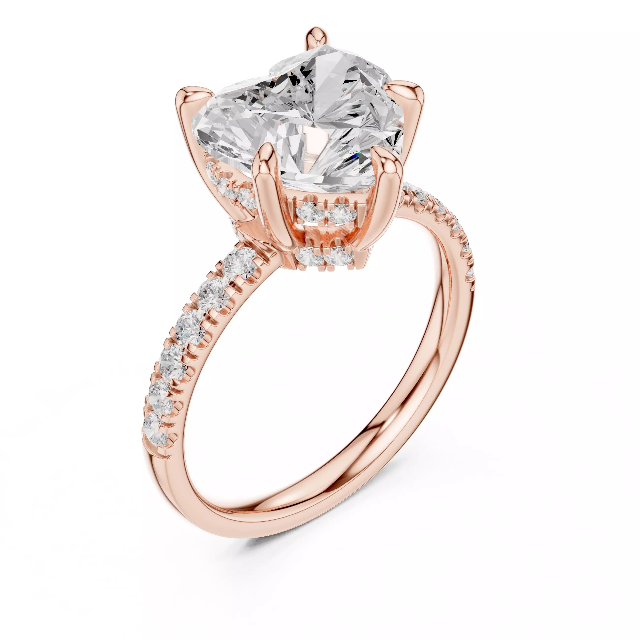 Double Halo Pavé - Heart