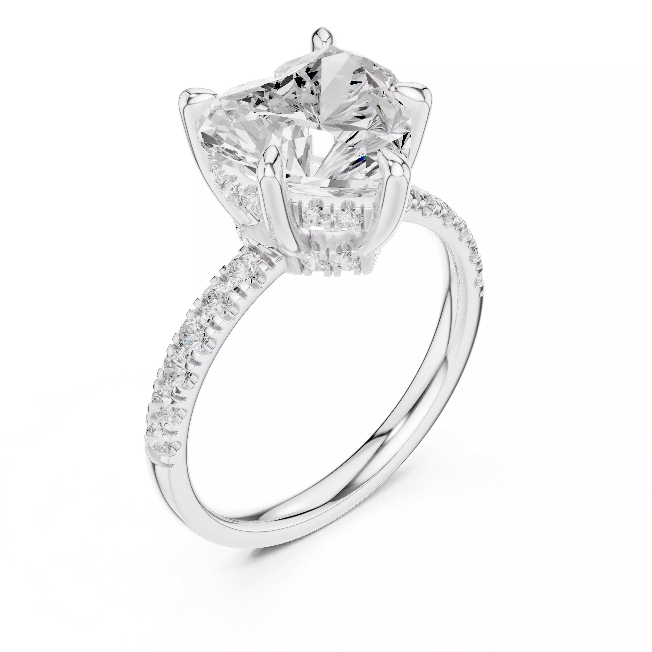 Double Halo Pavé - Heart
