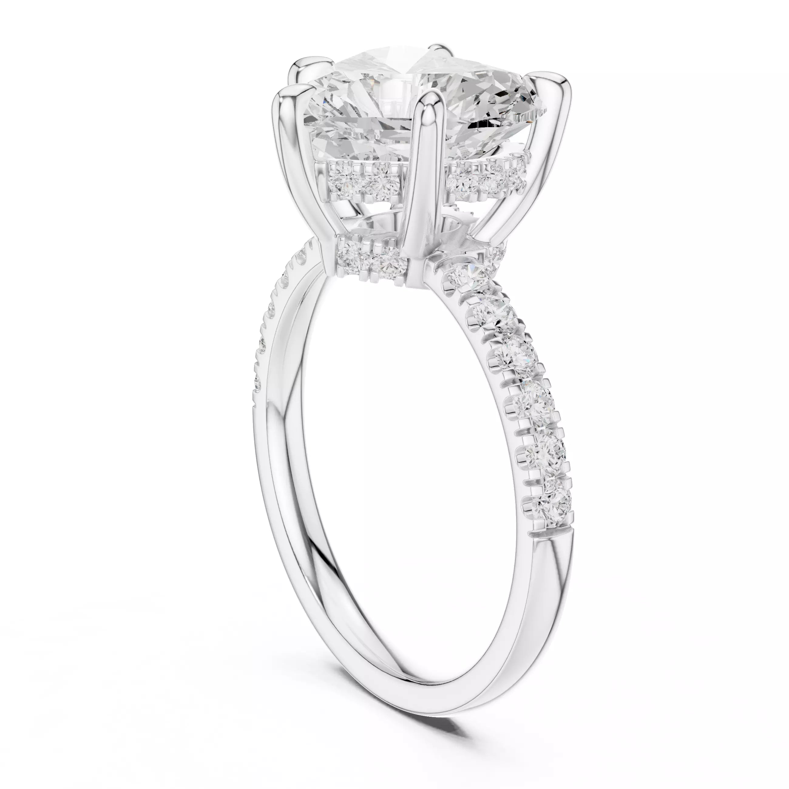 Double Halo Pavé - Heart