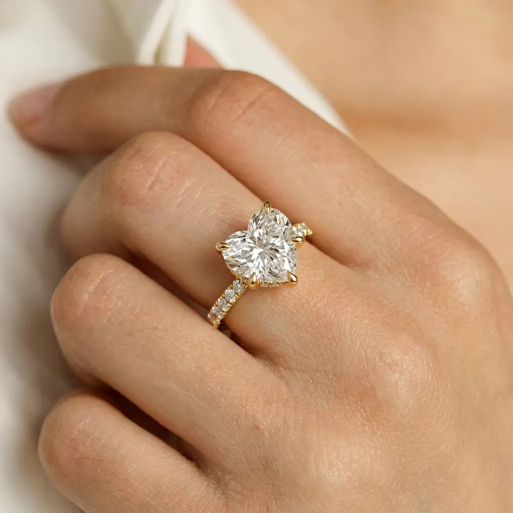 Double Halo Pavé - Heart