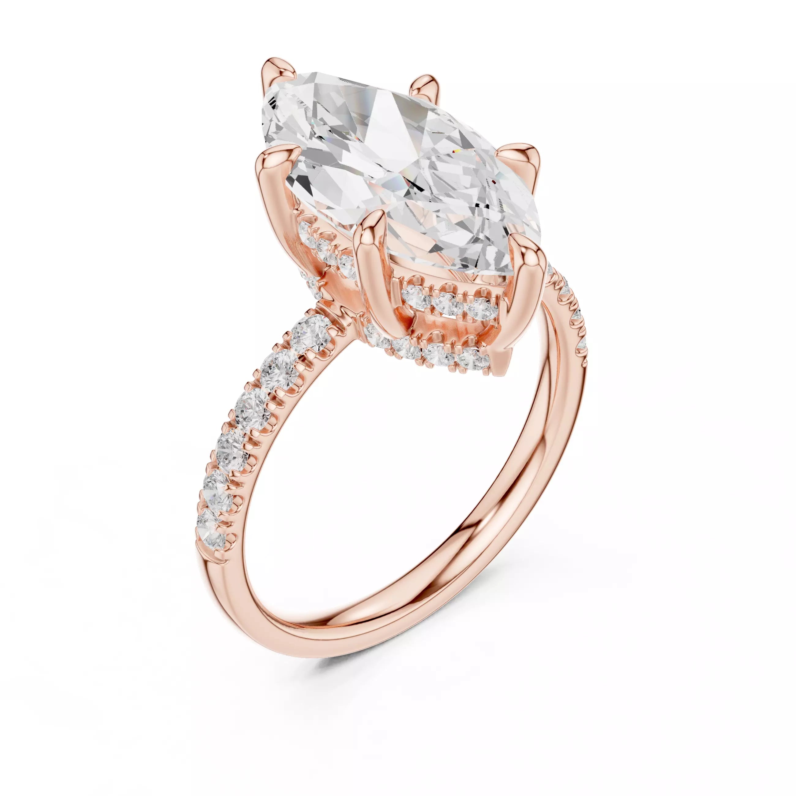 Double Halo Pavé - Marquise