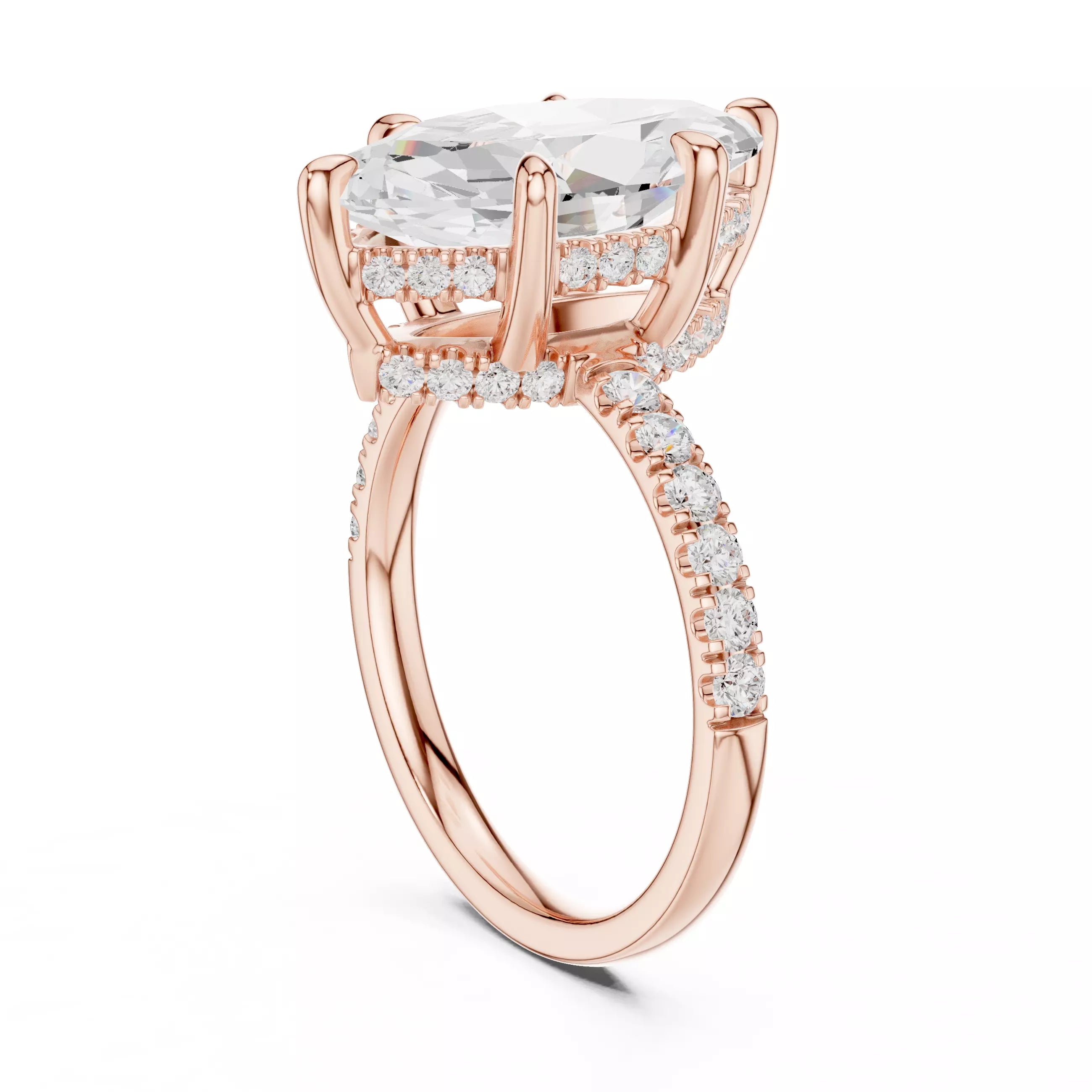 Double Halo Pavé - Marquise