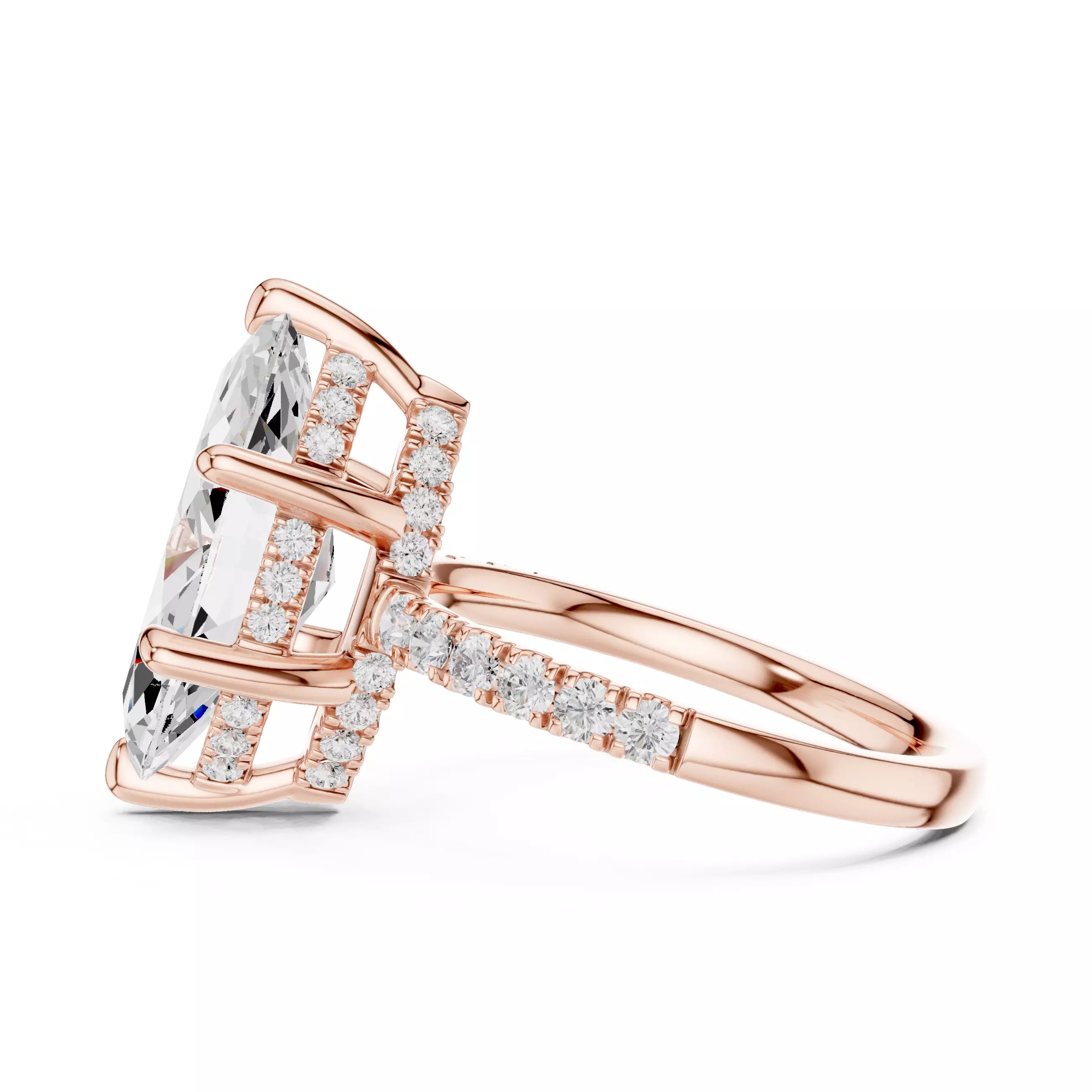 Double Halo Pavé - Marquise