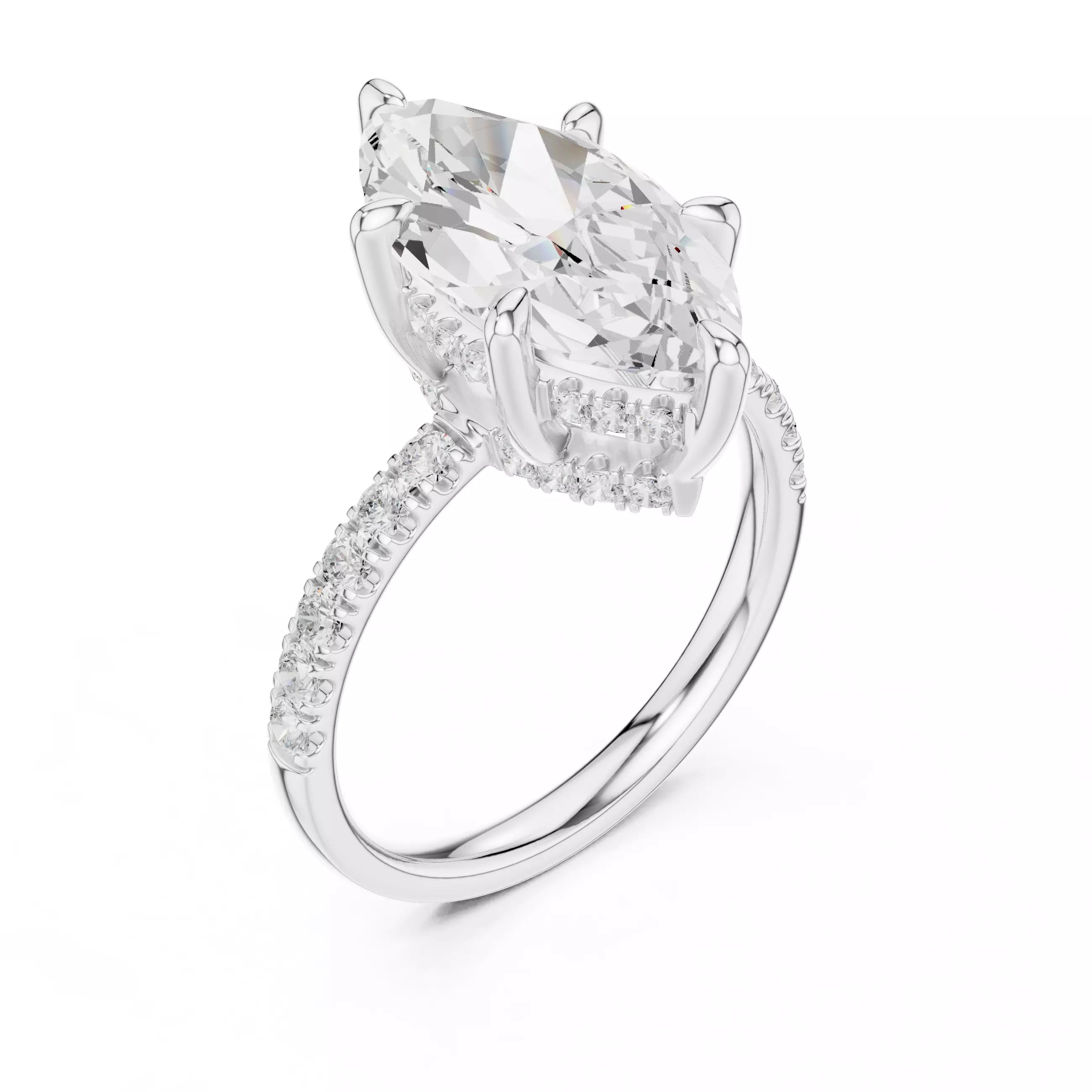 Double Halo Pavé - Marquise