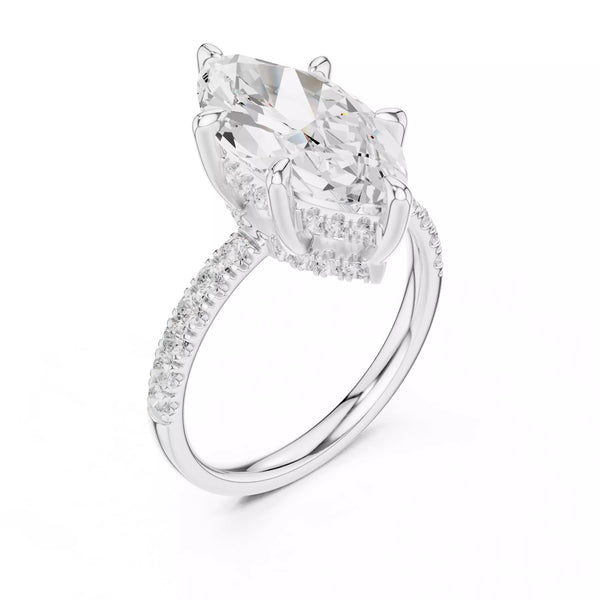 Double Halo Pavé - Marquise