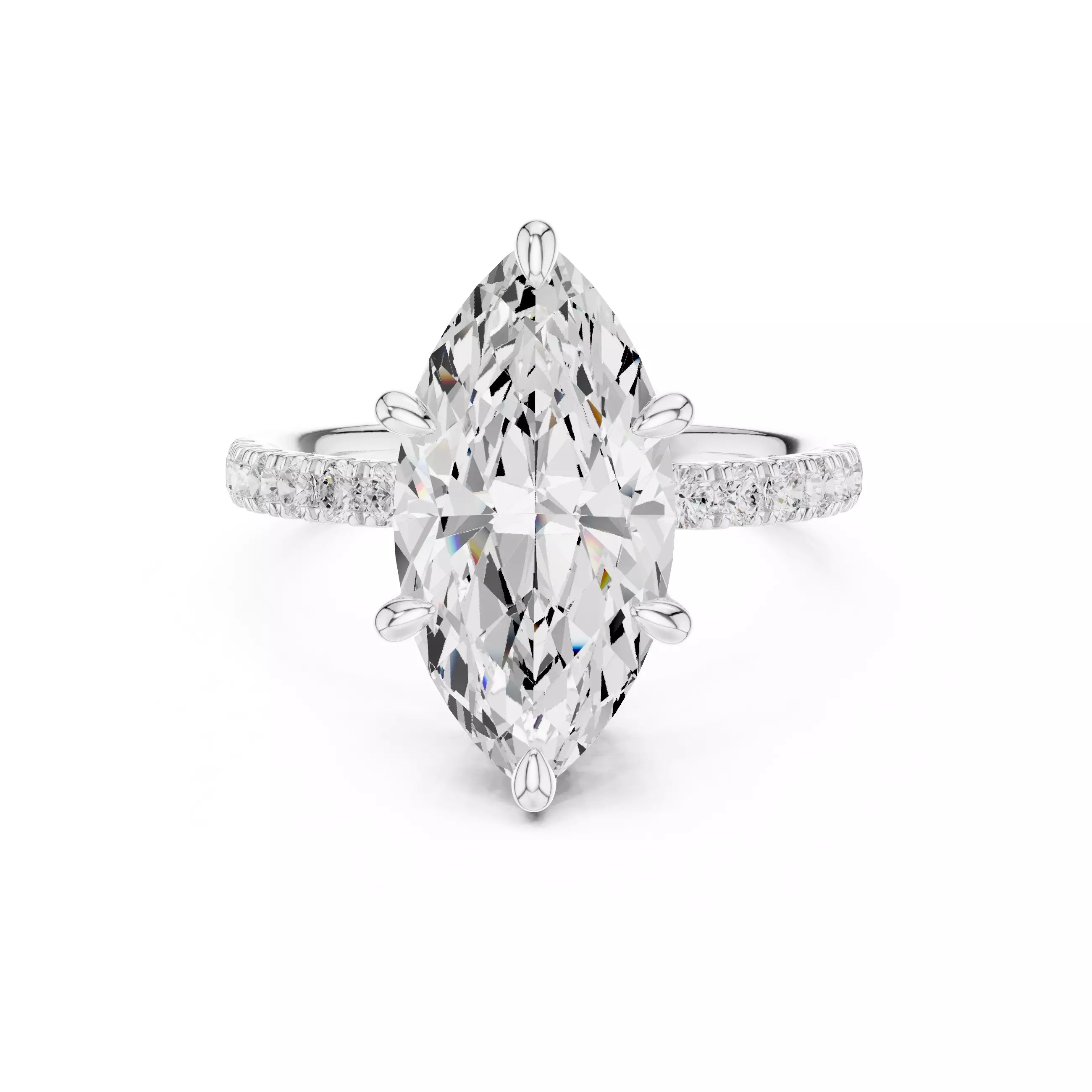 Double Halo Pavé - Marquise