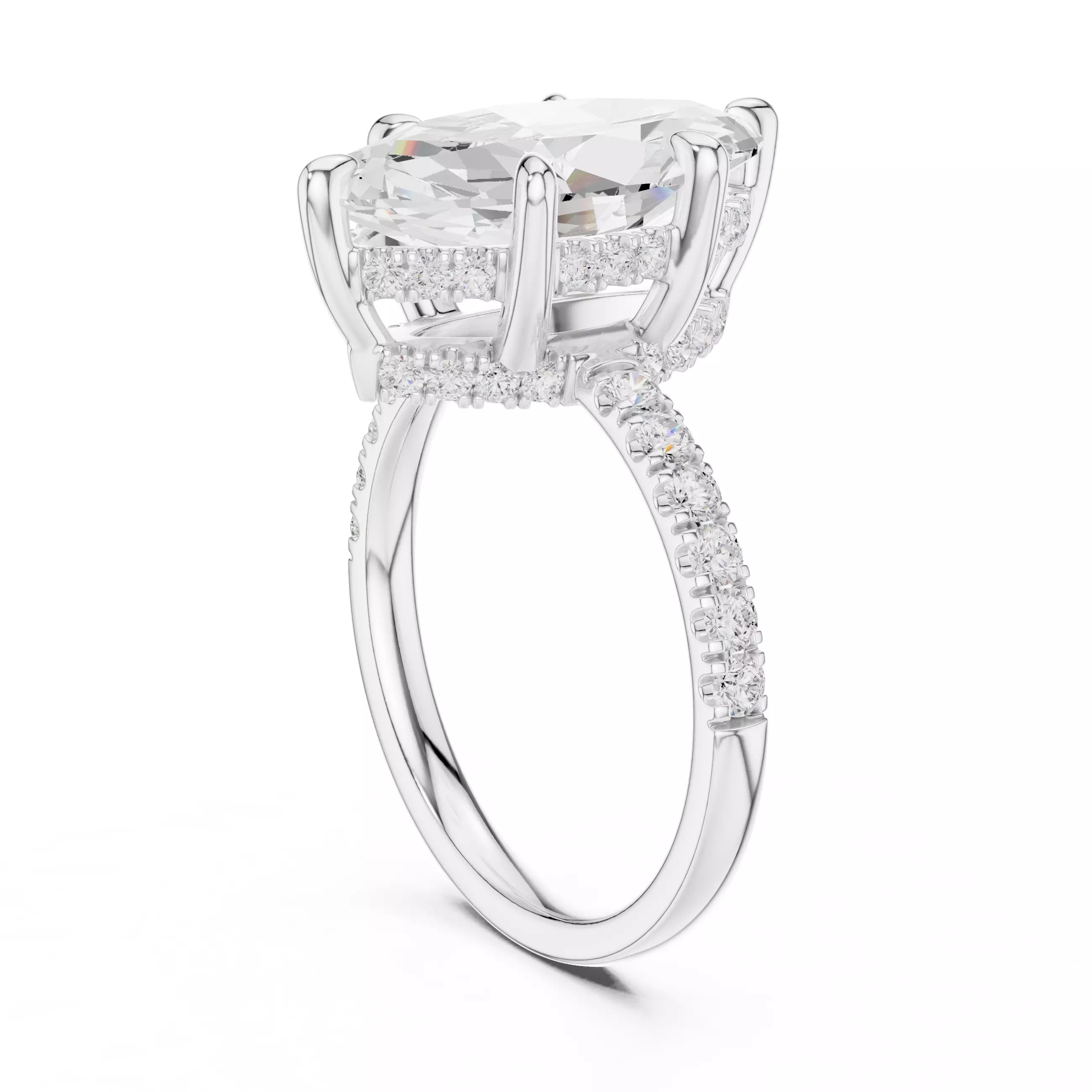 Double Halo Pavé - Marquise